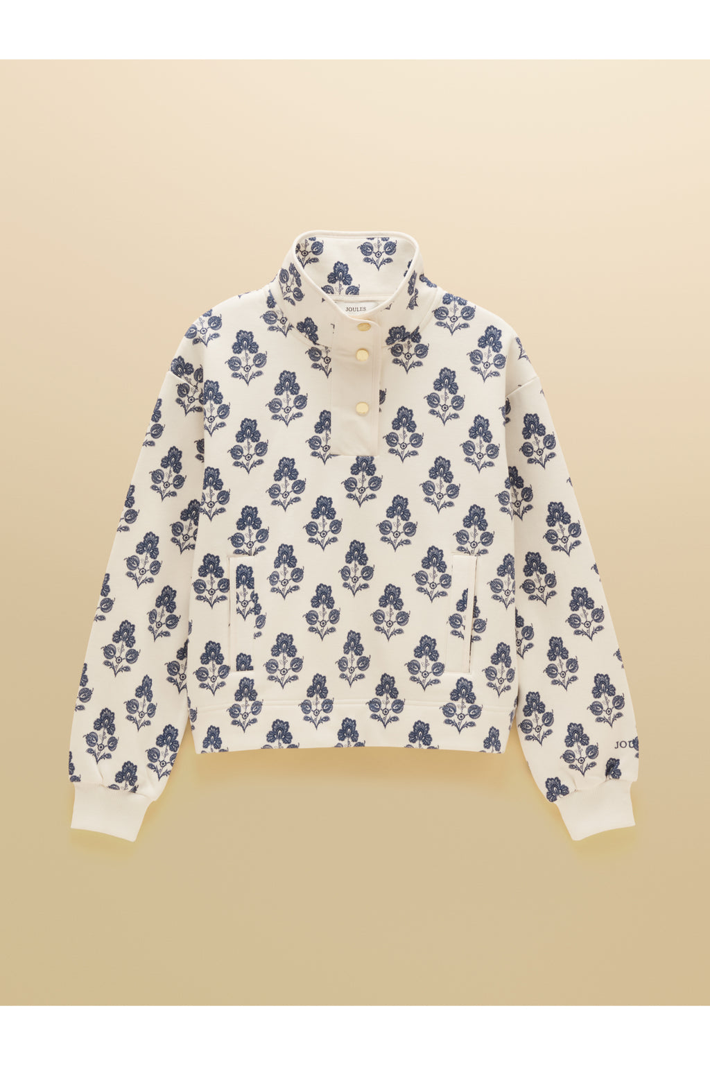 Joules Lulworth Sweat Cream Foulard Print Top