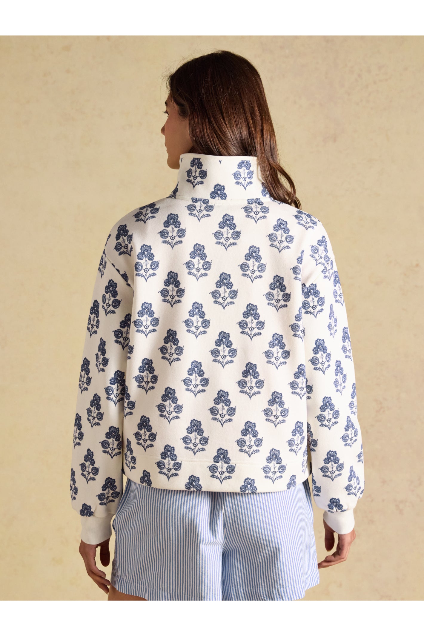 Joules Lulworth Sweat Cream Foulard Print Top