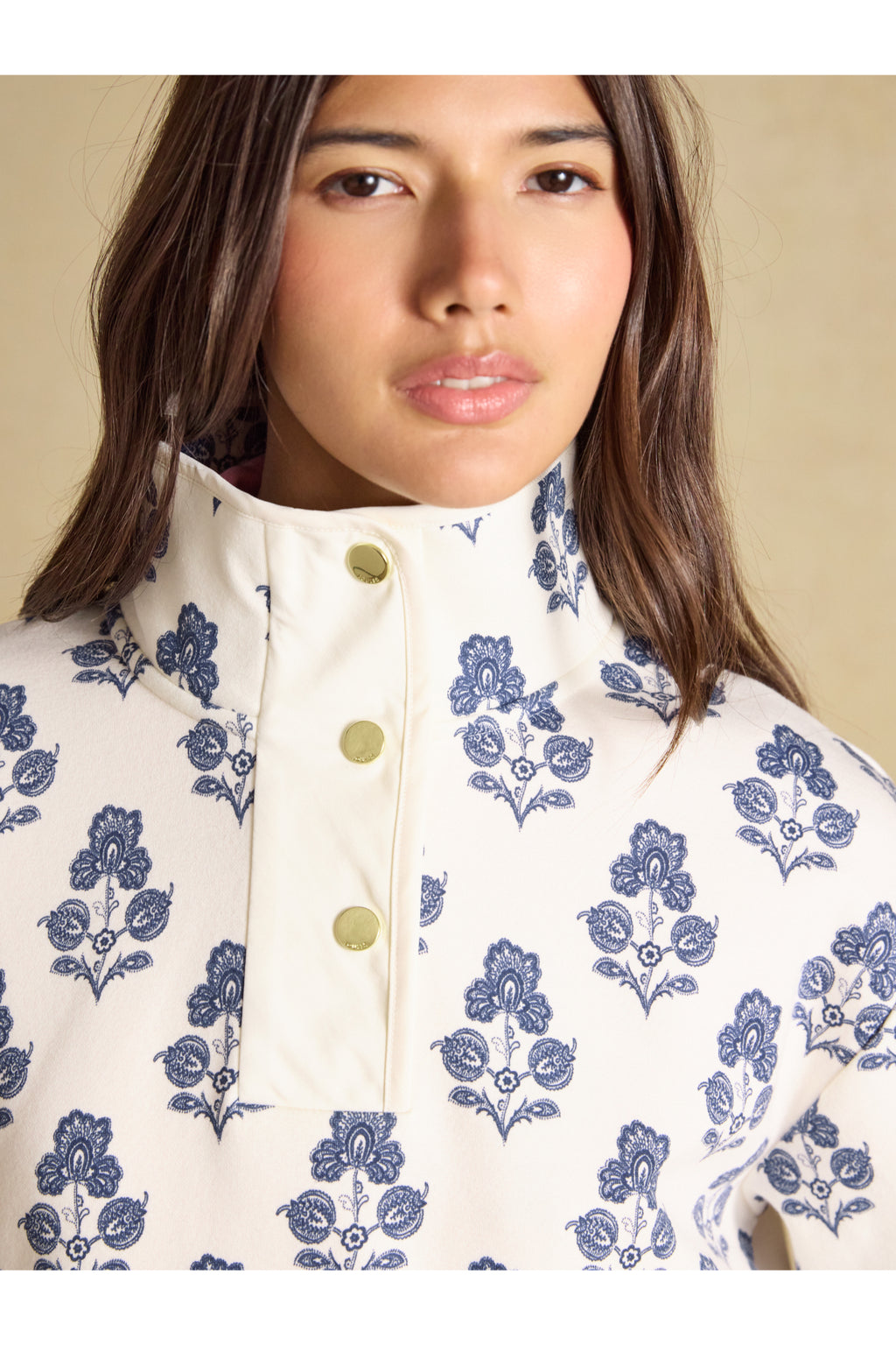Joules Lulworth Sweat Cream Foulard Print Top
