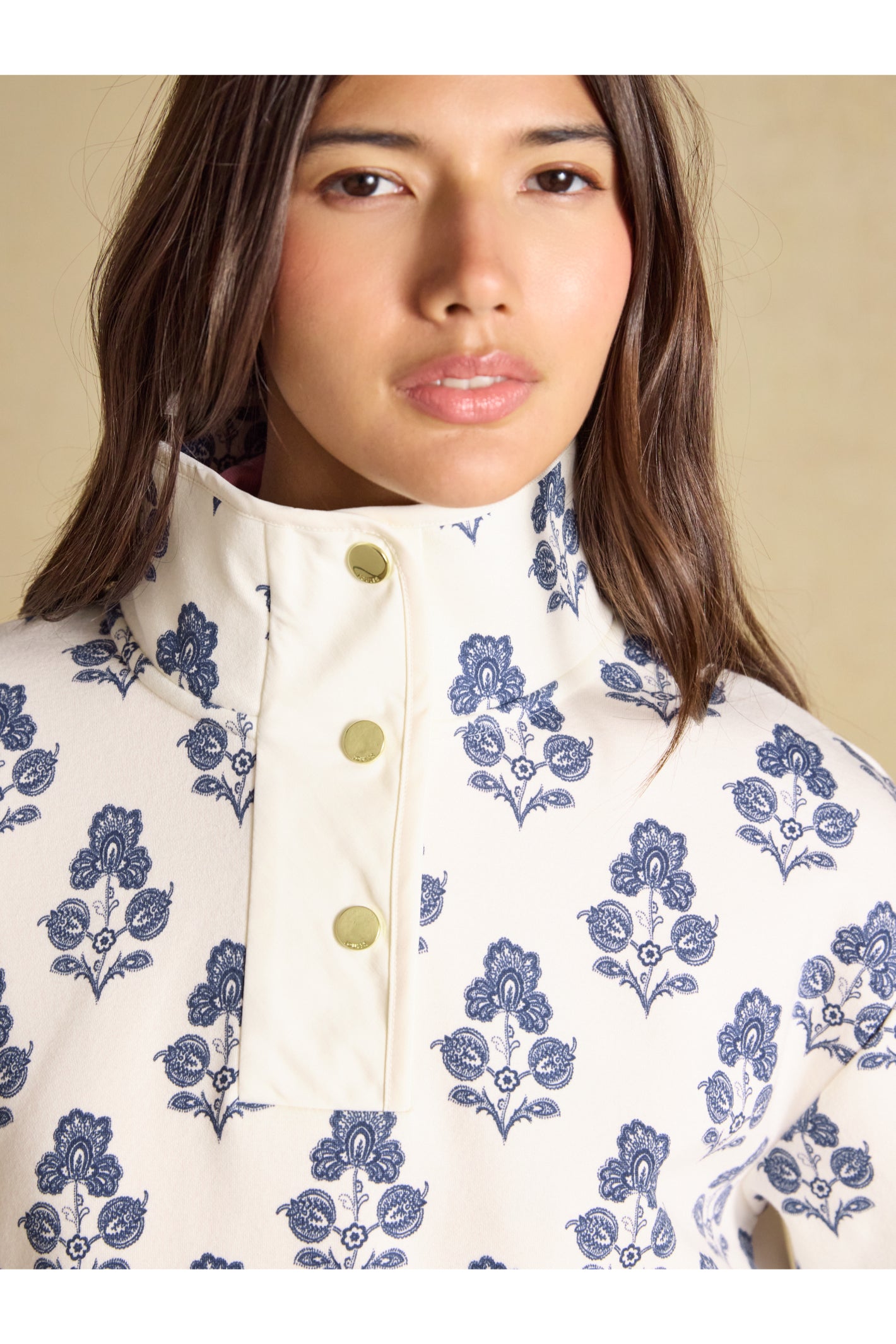 Joules Lulworth Sweat Cream Foulard Print Top