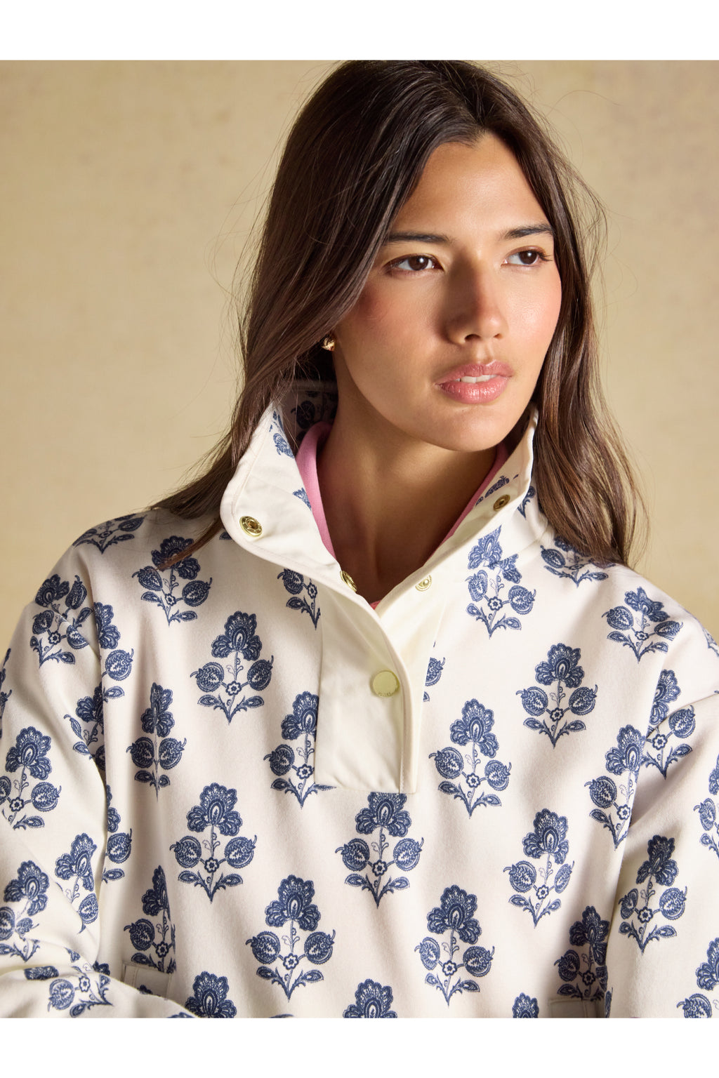Joules Lulworth Sweat Cream Foulard Print Top