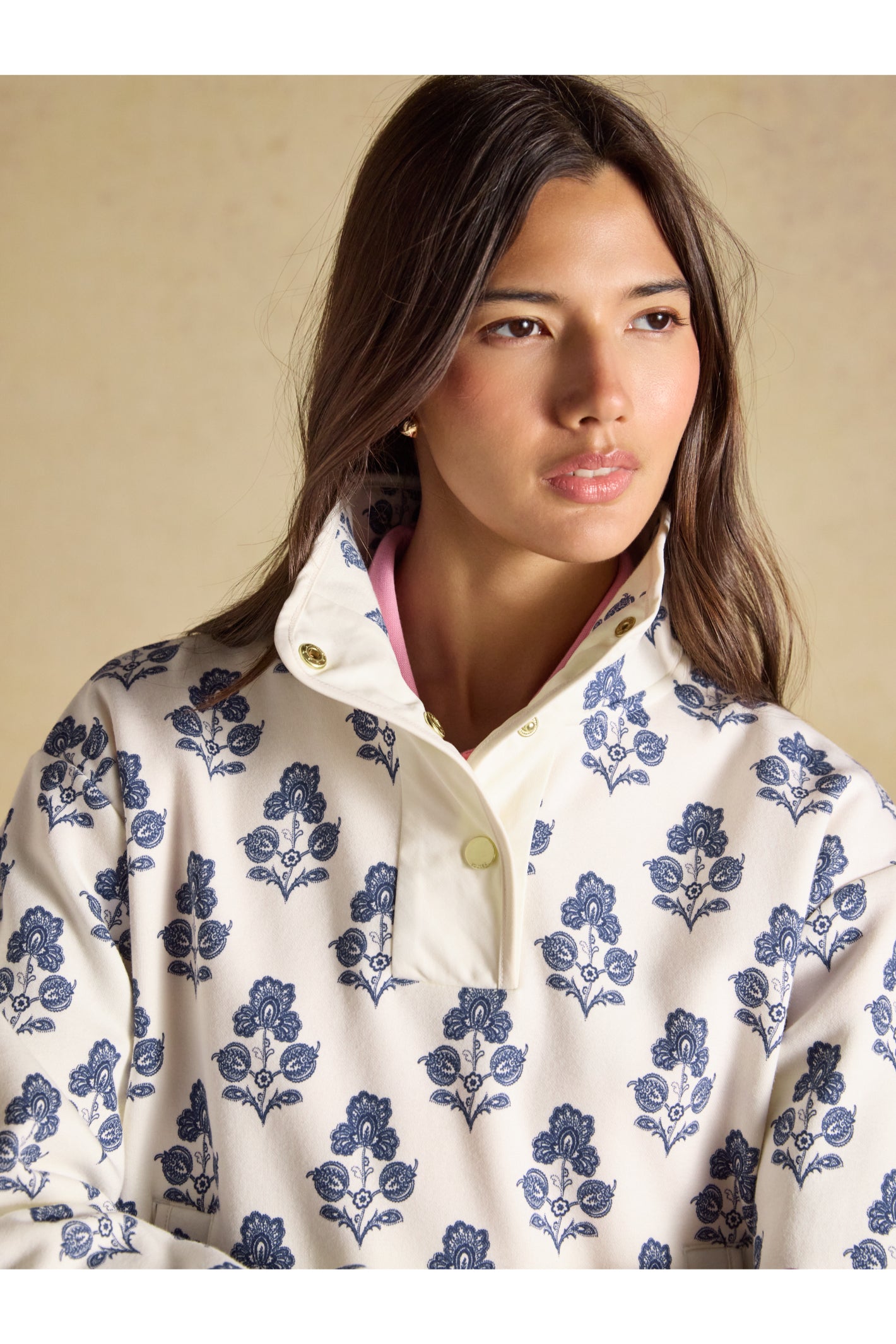 Joules Lulworth Sweat Cream Foulard Print Top