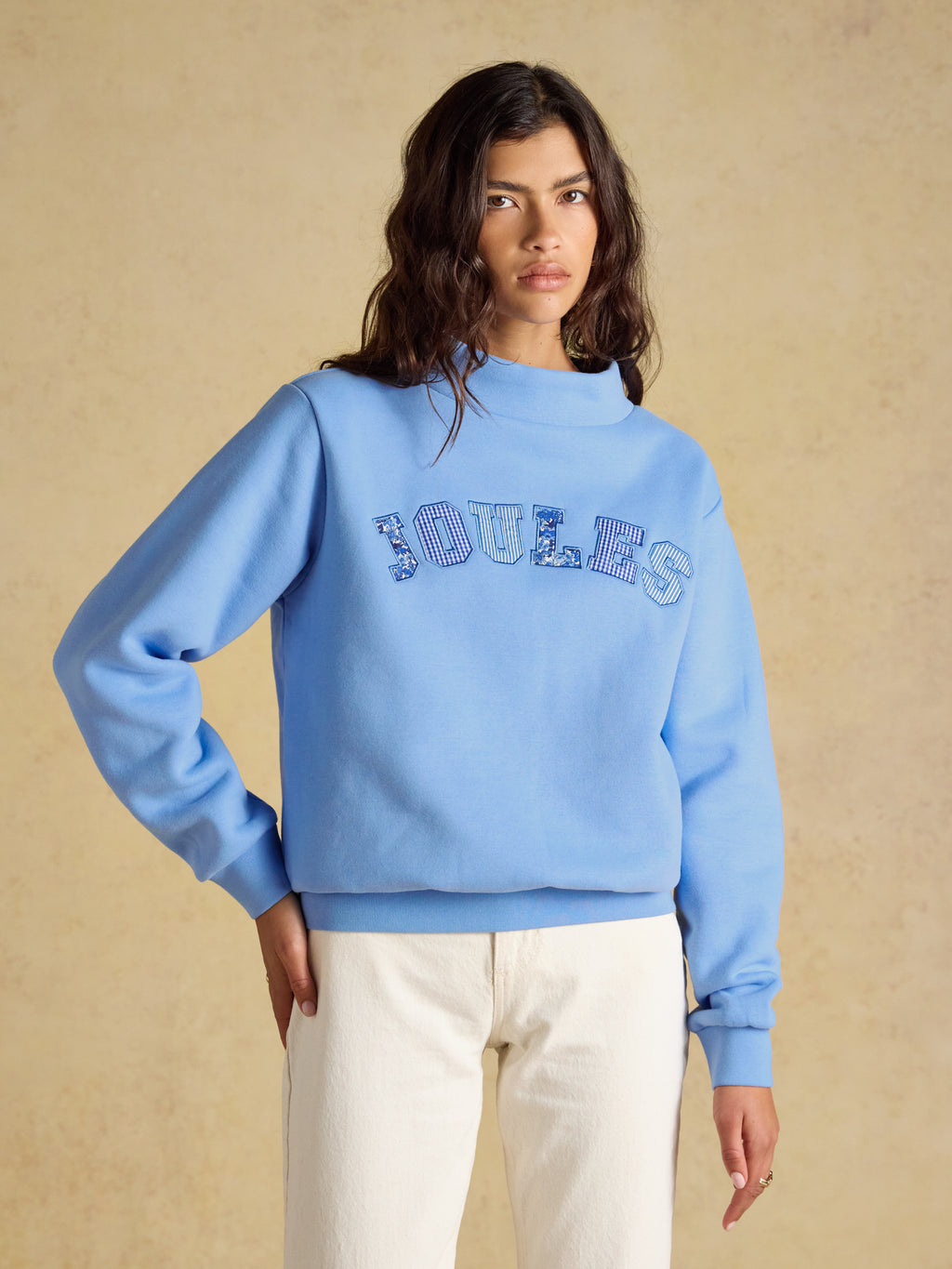 Joules Prep Sweat Blue Patchwork Top