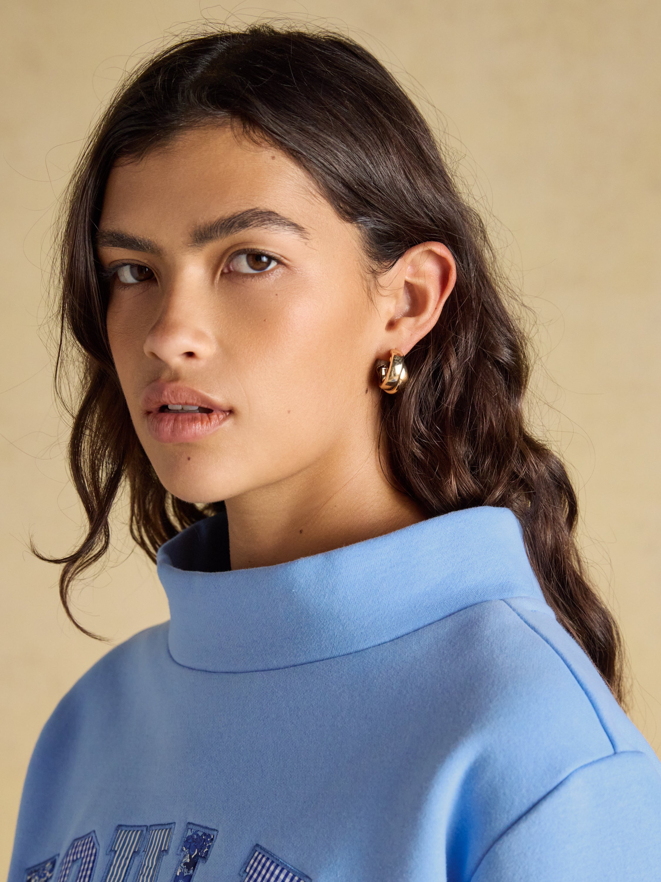 Joules Prep Sweat Blue Patchwork Top