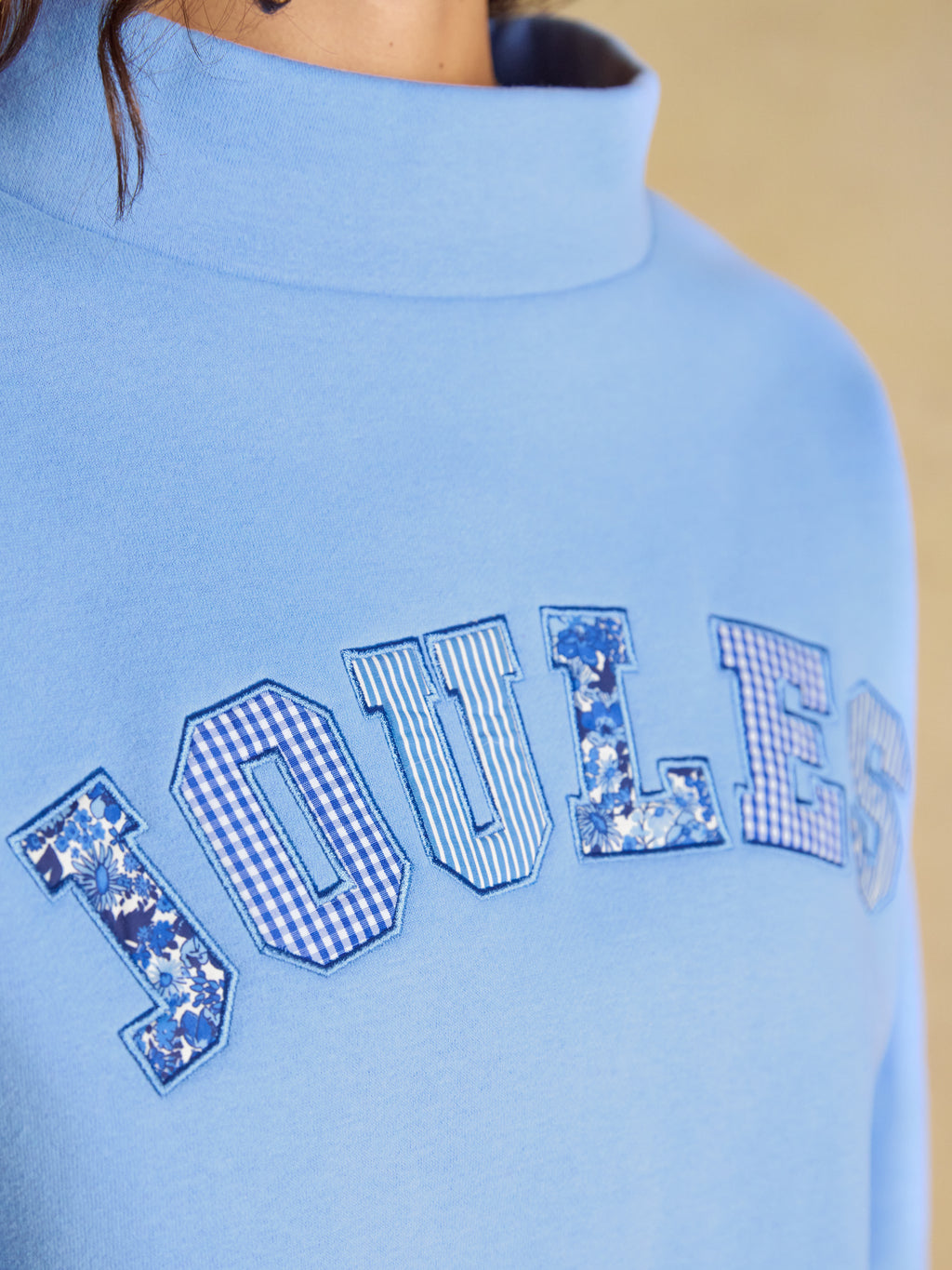Joules Prep Sweat Blue Patchwork Top