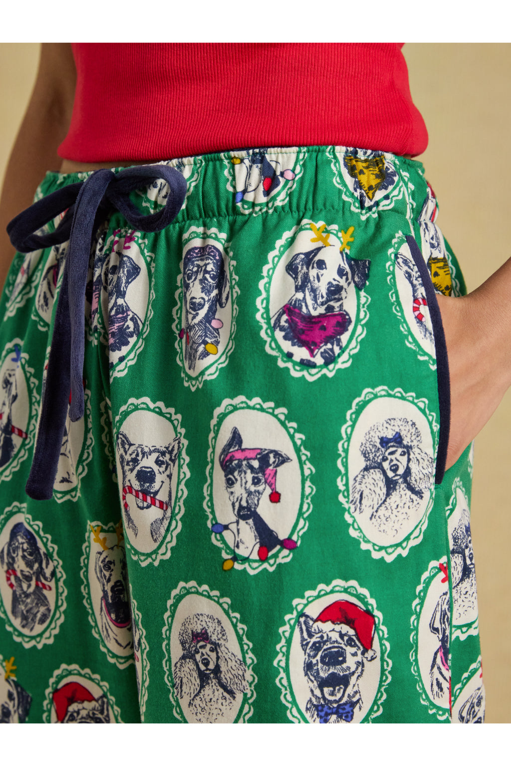 Joules Stella Green Dog Print Pyjamas in green dog print. Shop Joules at Dotique