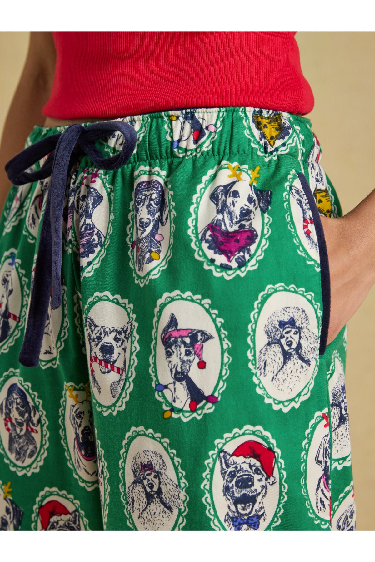 Joules Stella Green Dog Print Pyjamas in green dog print. Shop Joules at Dotique
