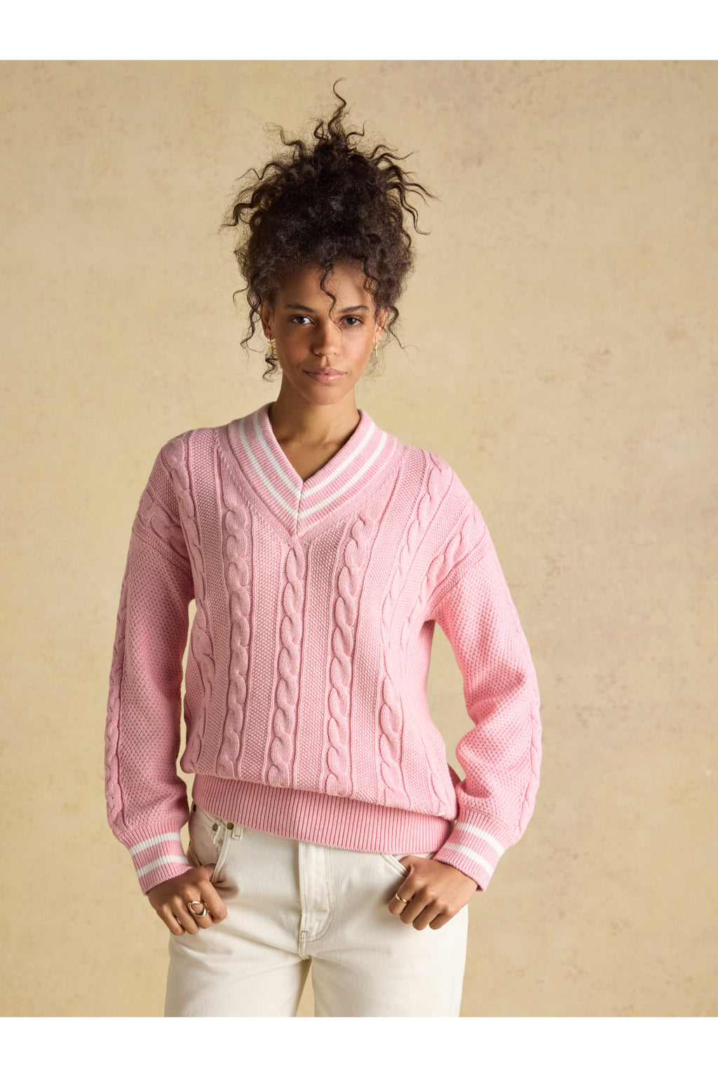 Joules W25282 Dibly Cable Knit Jumper – Pink