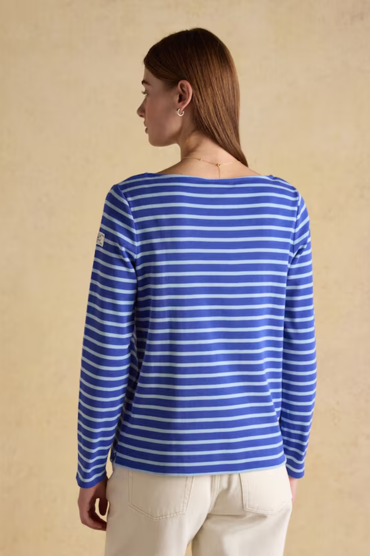 Joules Harbour Dark Blue/Sky Blue Boat Neck Long Sleeve Breton Stripe Top. Shop Joules at Dotique.
