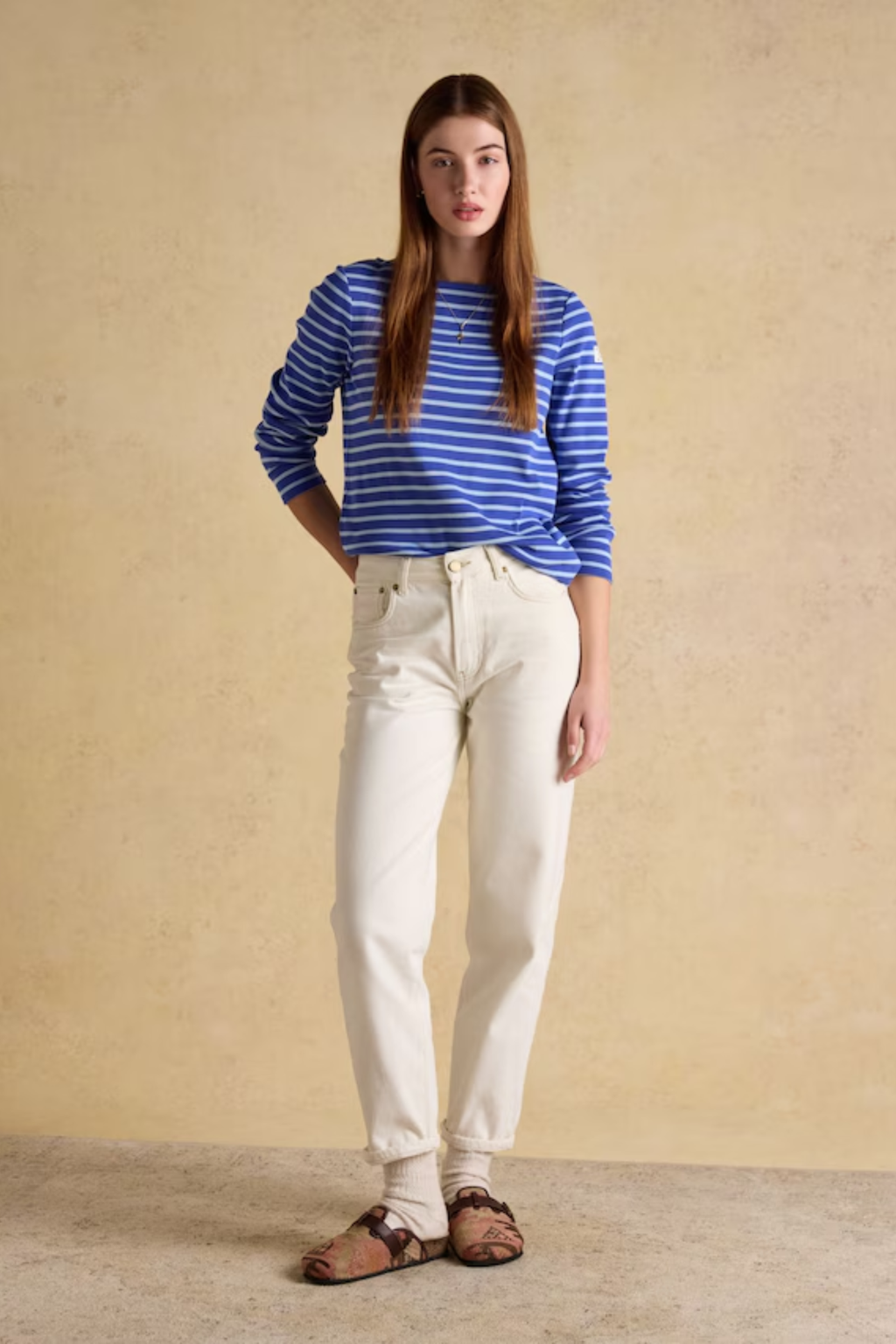 Joules Harbour Dark Blue/Sky Blue Boat Neck Long Sleeve Breton Stripe Top. Shop Joules at Dotique.