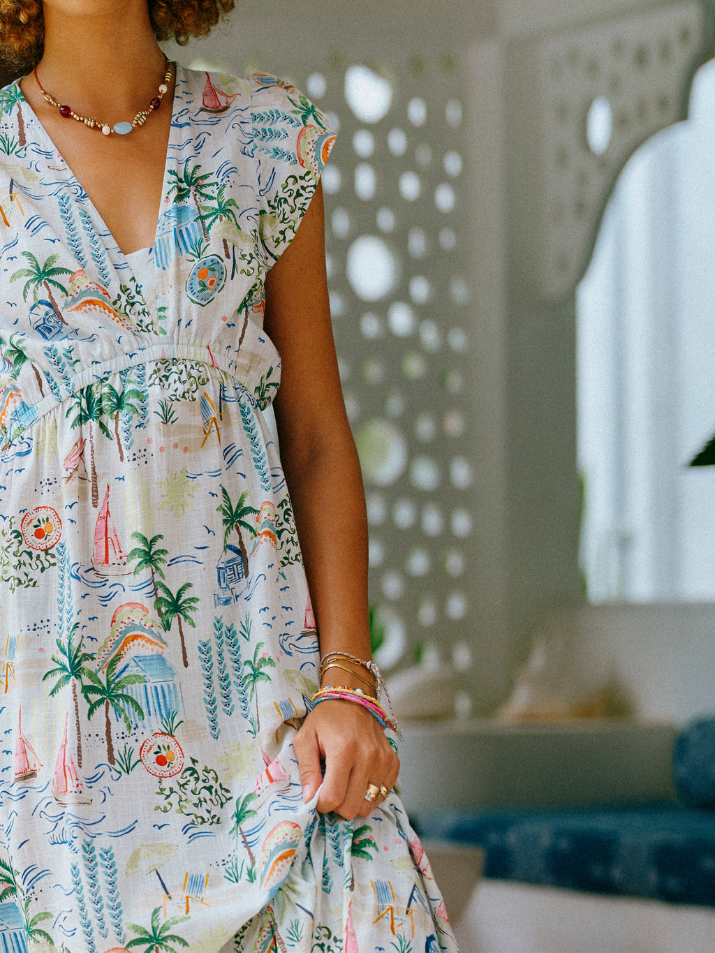 Joules W70250 Winnie Multi/White Maxi Dress
