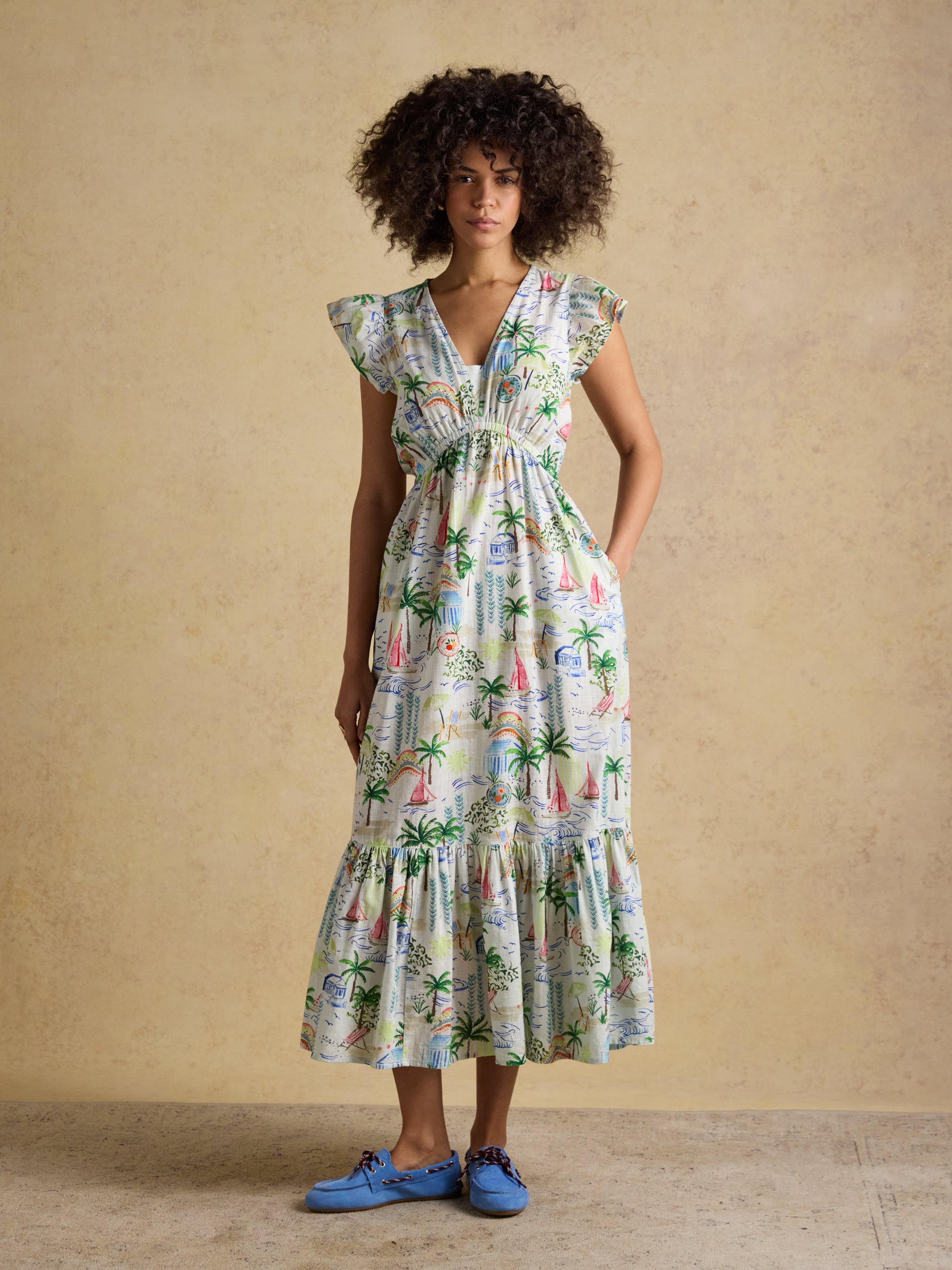 Joules W70250 Winnie Multi/White Maxi Dress