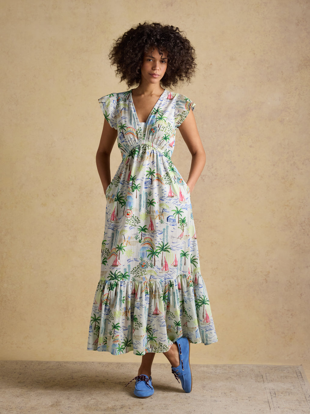 Joules W70250 Winnie Multi/White Maxi Dress