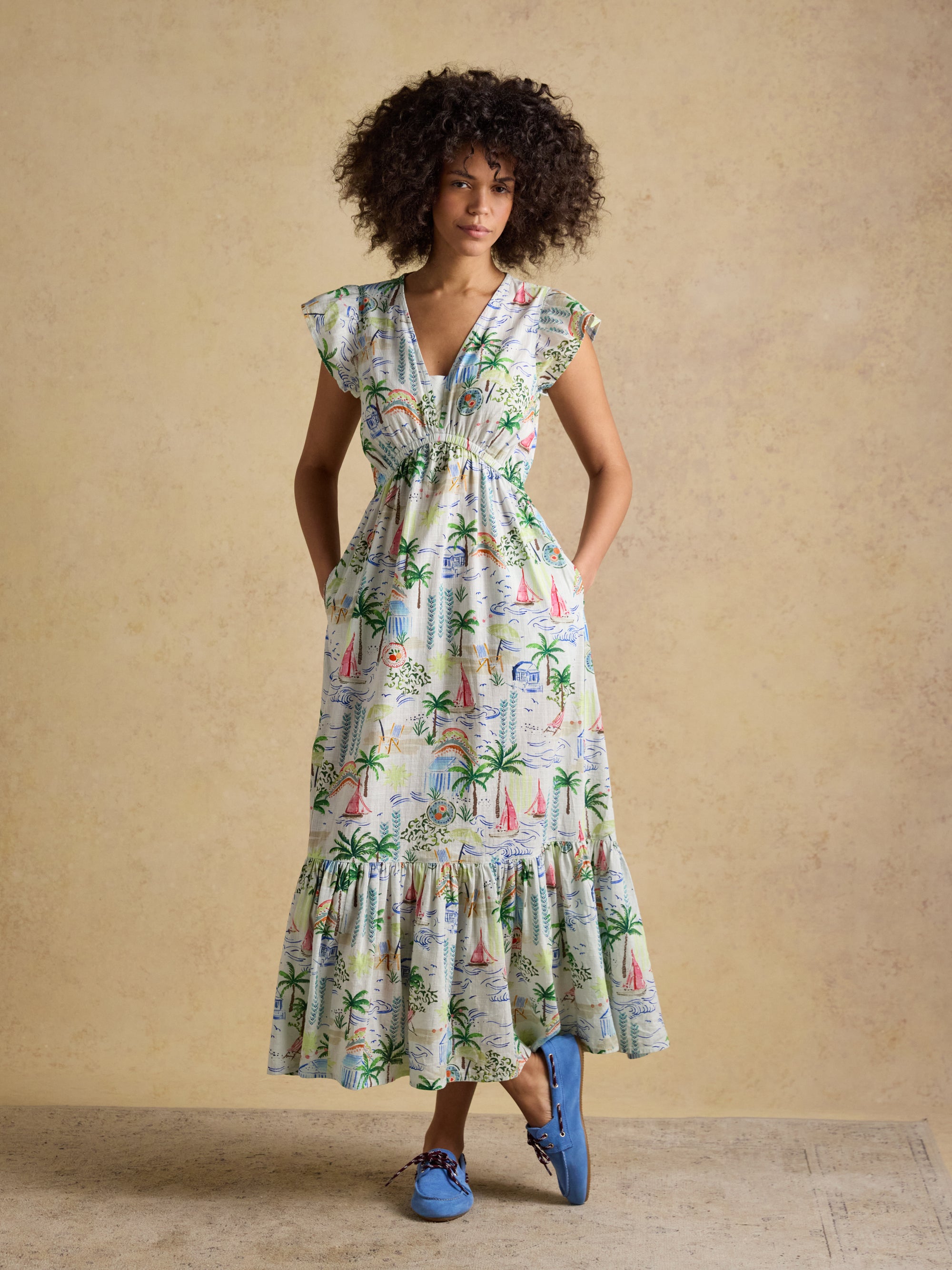 Joules W70250 Winnie Multi/White Maxi Dress