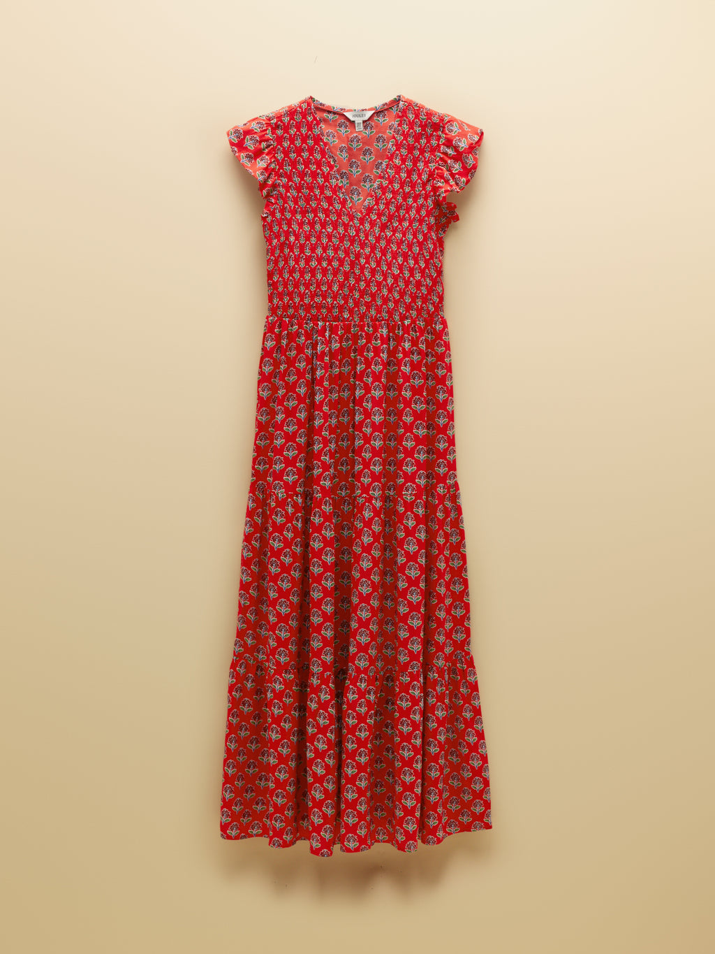 Joules W70259 Esme Shirred Midi Dress Cayenne