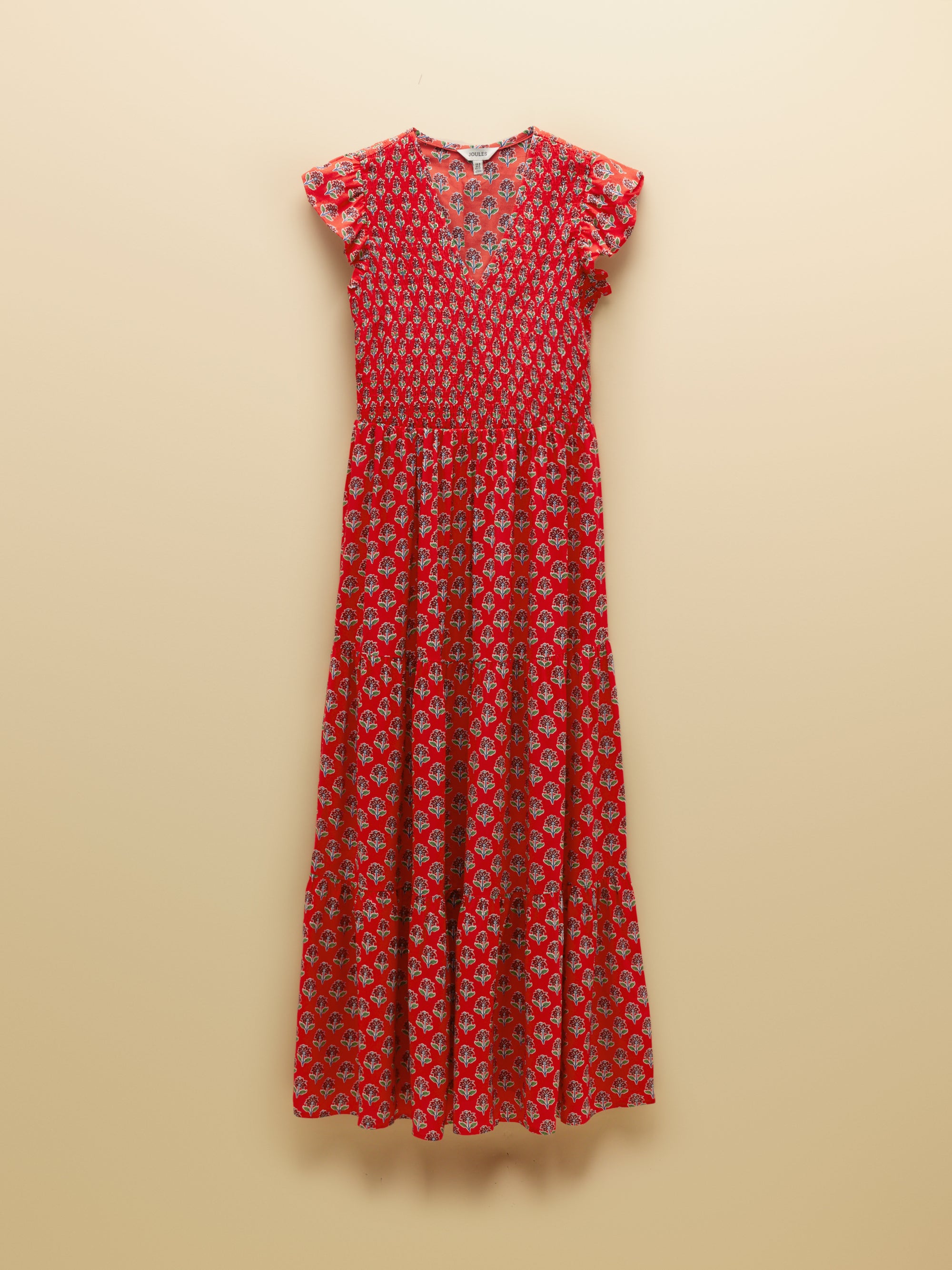 Joules W70259 Esme Shirred Midi Dress Cayenne