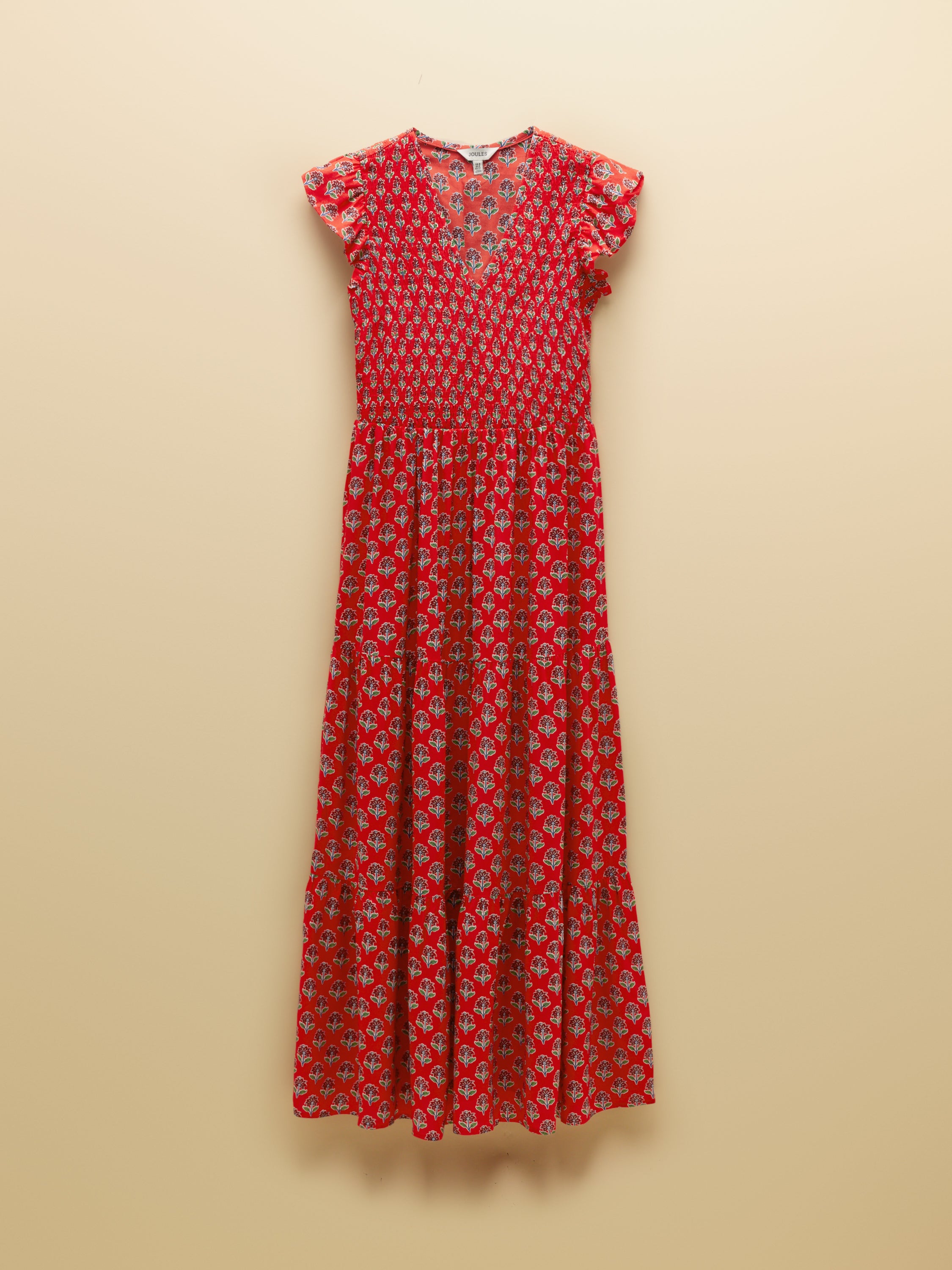 Joules W70259 Esme Shirred Midi Dress Cayenne