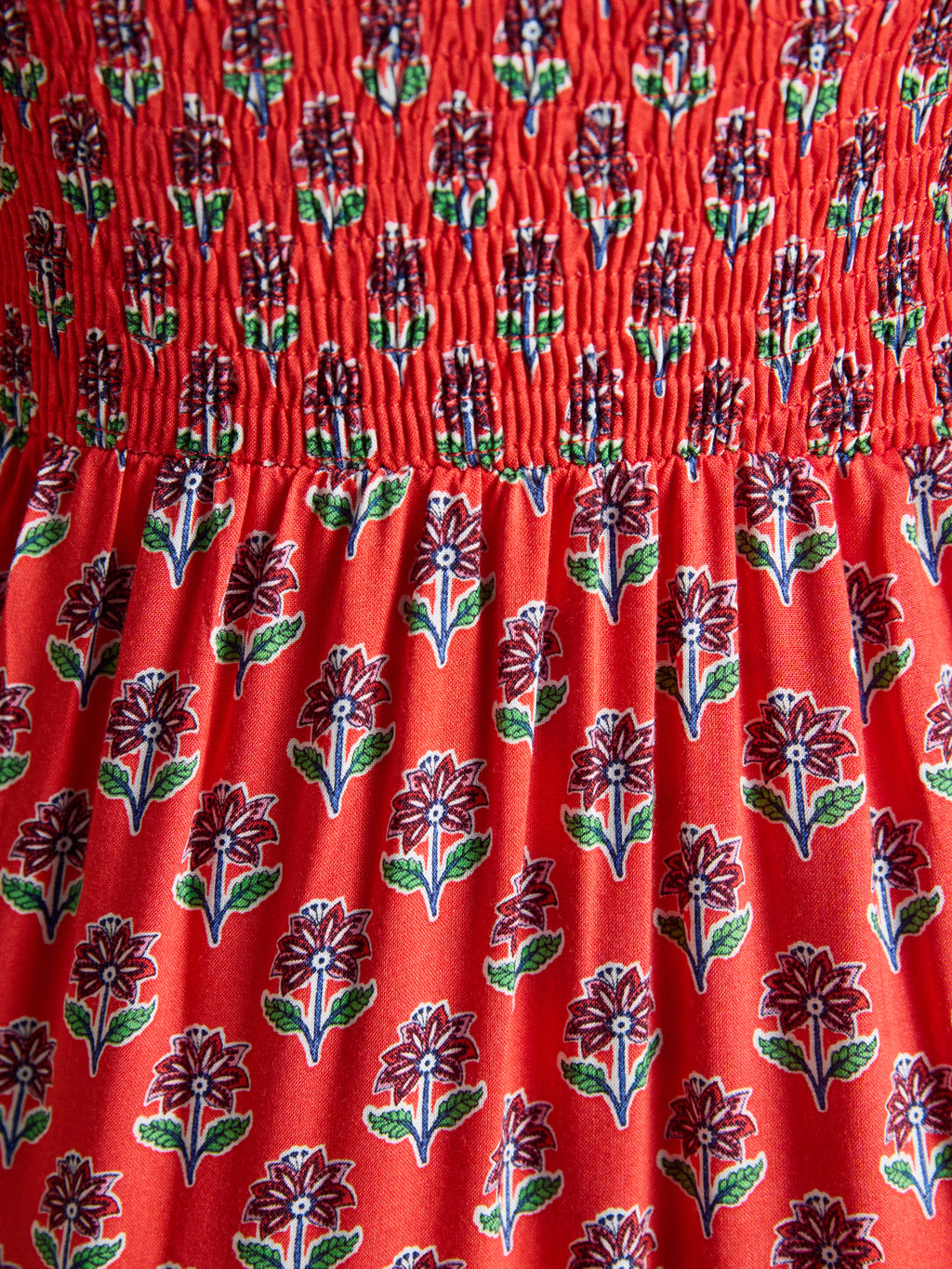 Joules W70259 Esme Shirred Midi Dress Cayenne