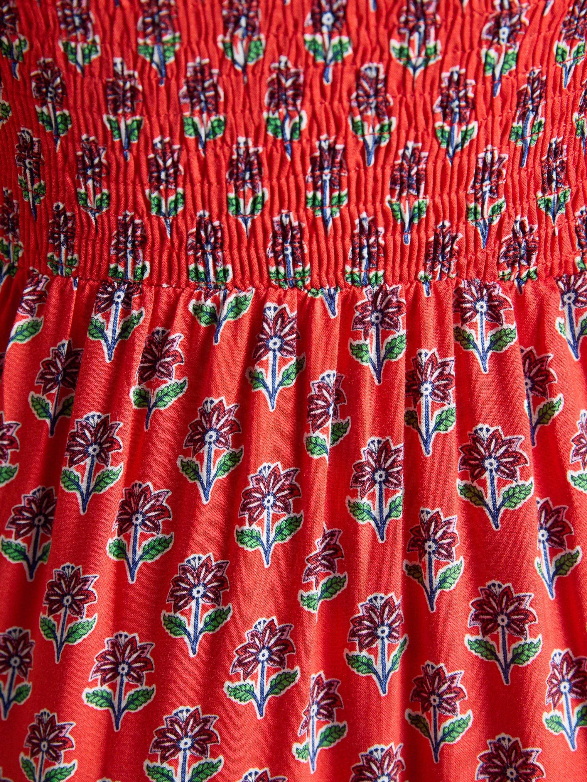 Joules W70259 Esme Shirred Midi Dress Cayenne