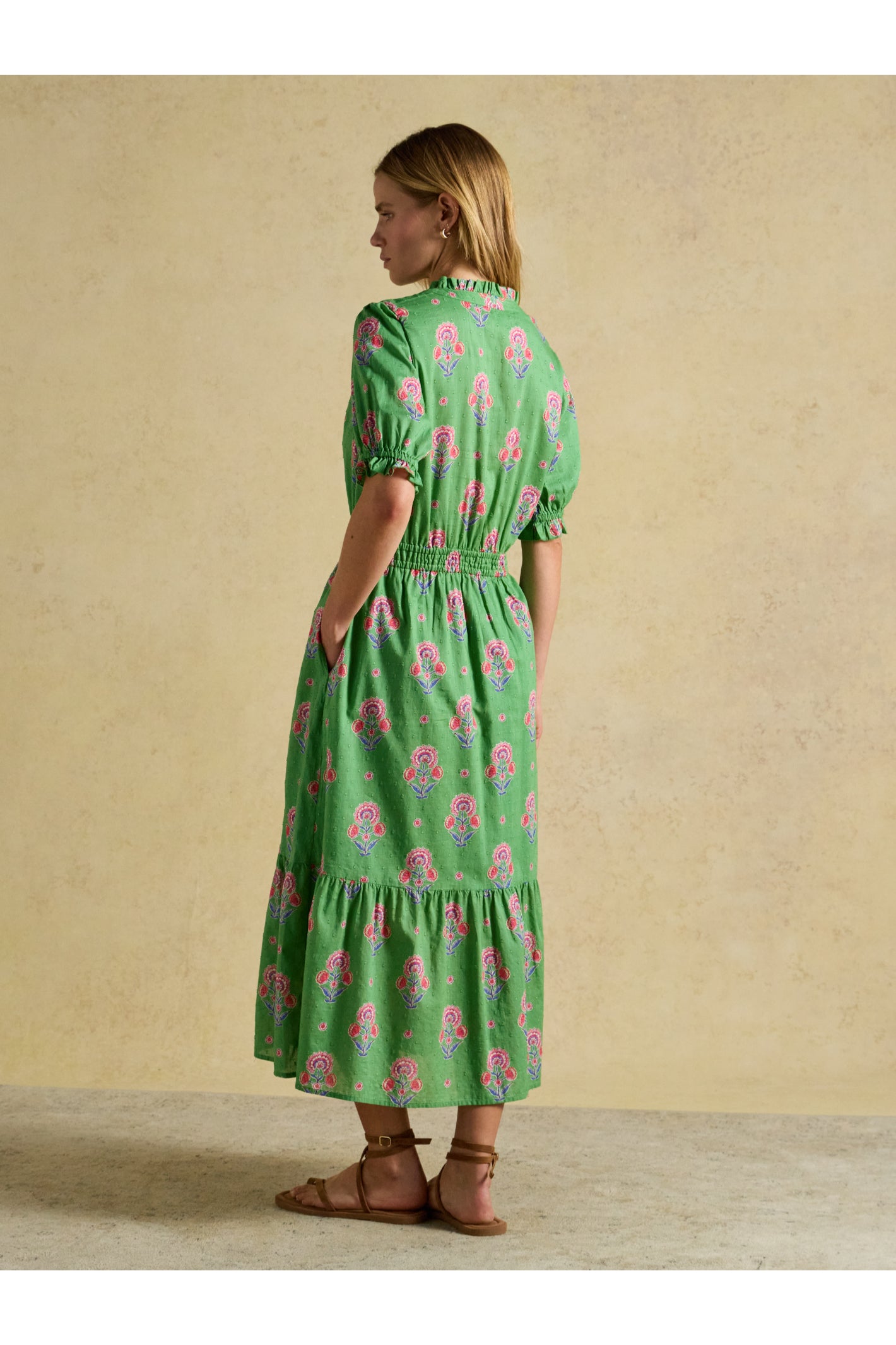 Joules W70263 Larissa Green Pink Midi Dress