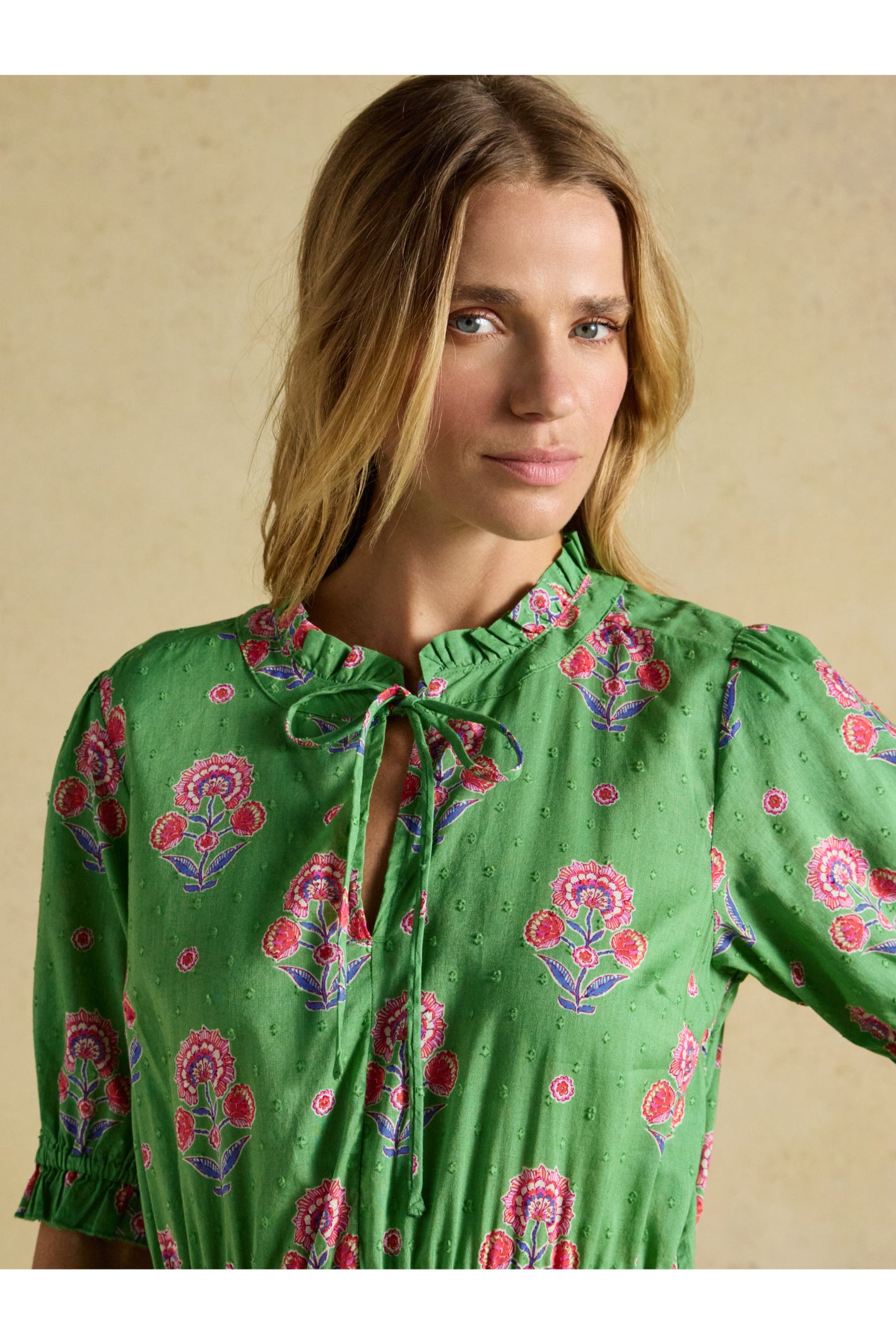 Joules W70263 Larissa Green Pink Midi Dress
