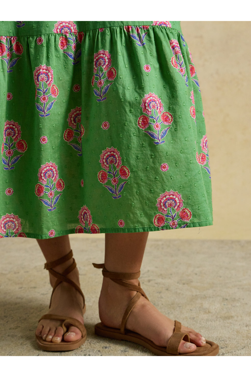 Joules W70263 Larissa Green Pink Midi Dress
