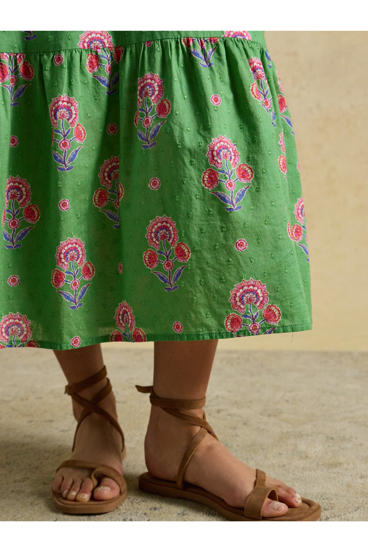 Joules W70263 Larissa Green Pink Midi Dress