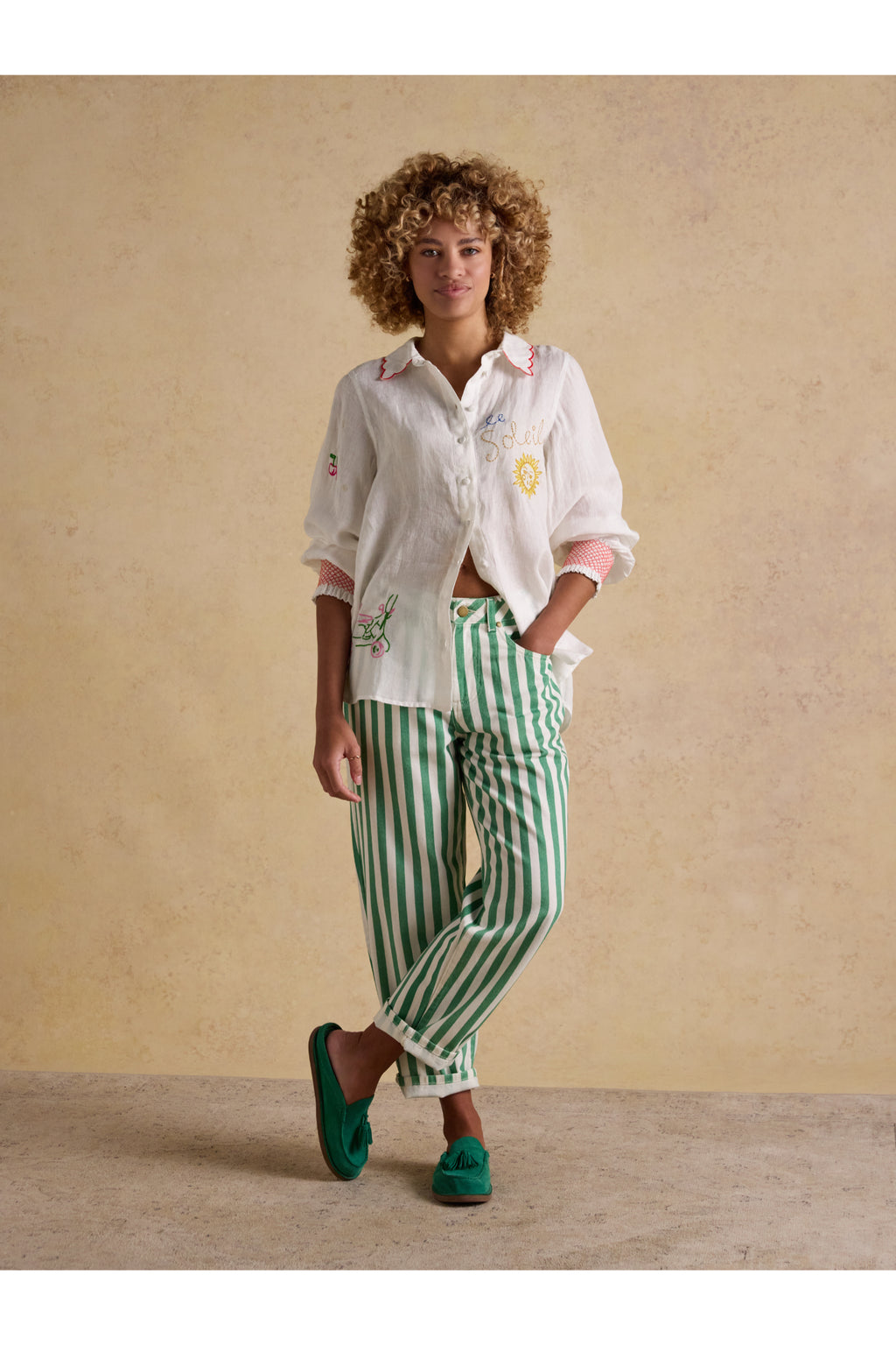 Joules W70414 Orla Embroidered Shirt White