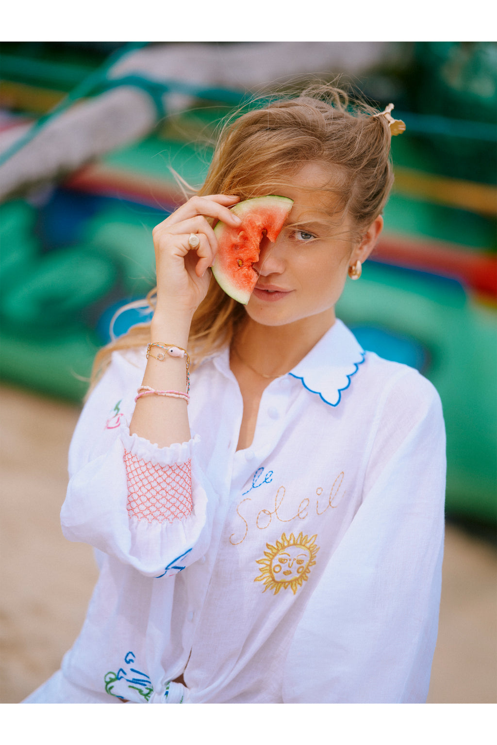 Joules W70414 Orla Embroidered Shirt White
