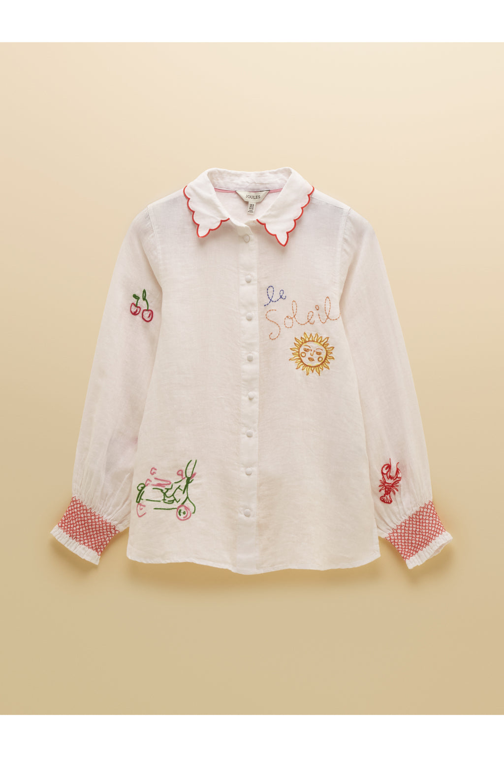 Joules W70414 Orla Embroidered Shirt White