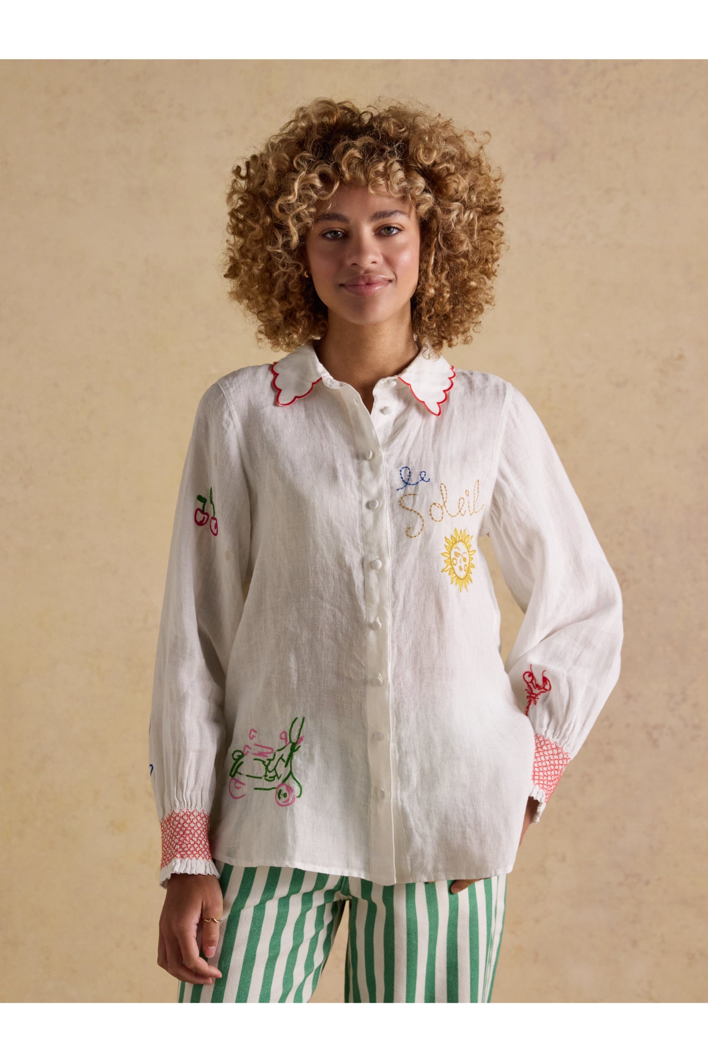 Joules W70414 Orla Embroidered Shirt White