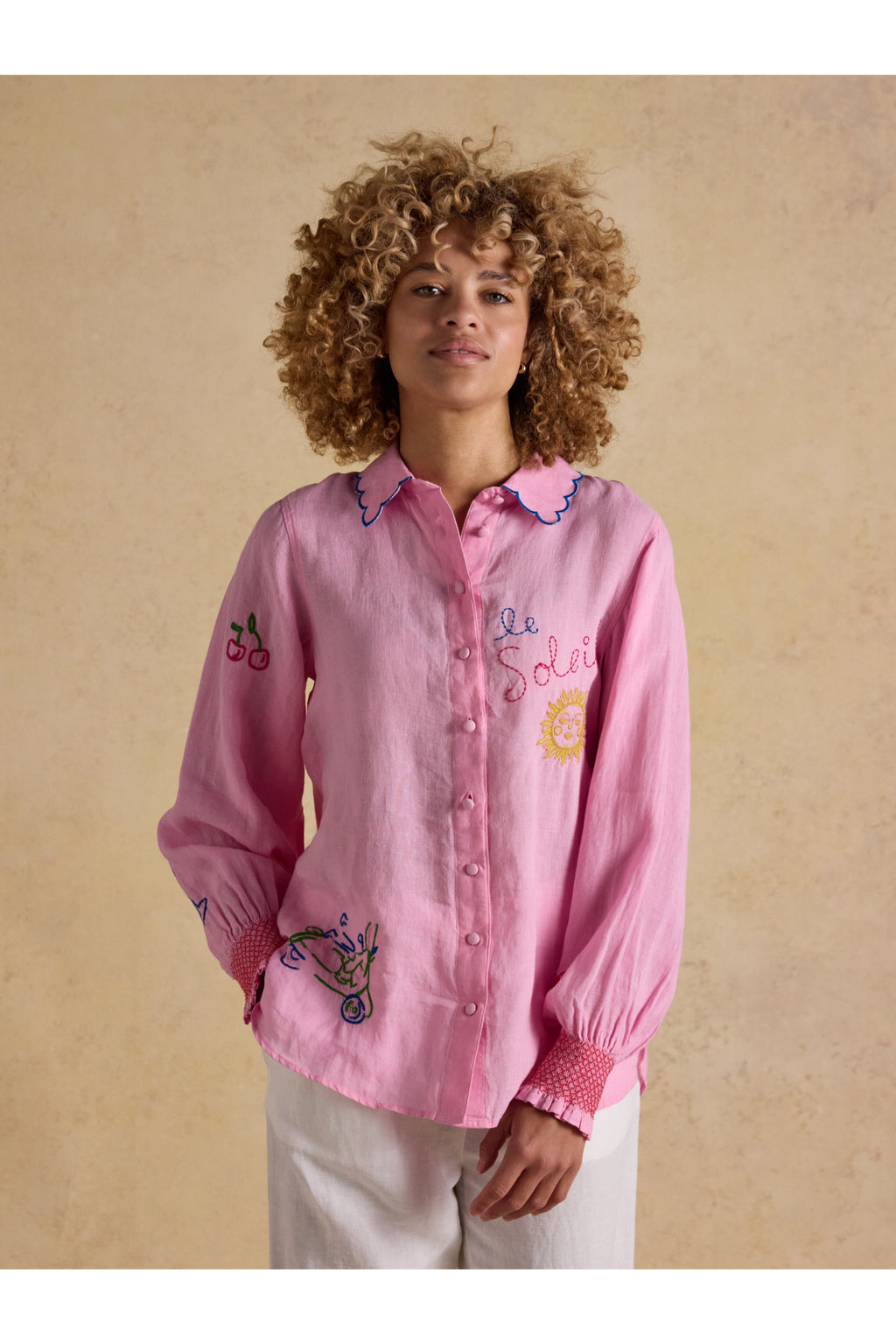 Joules W70415 Orla Embroidered Shirt Pink