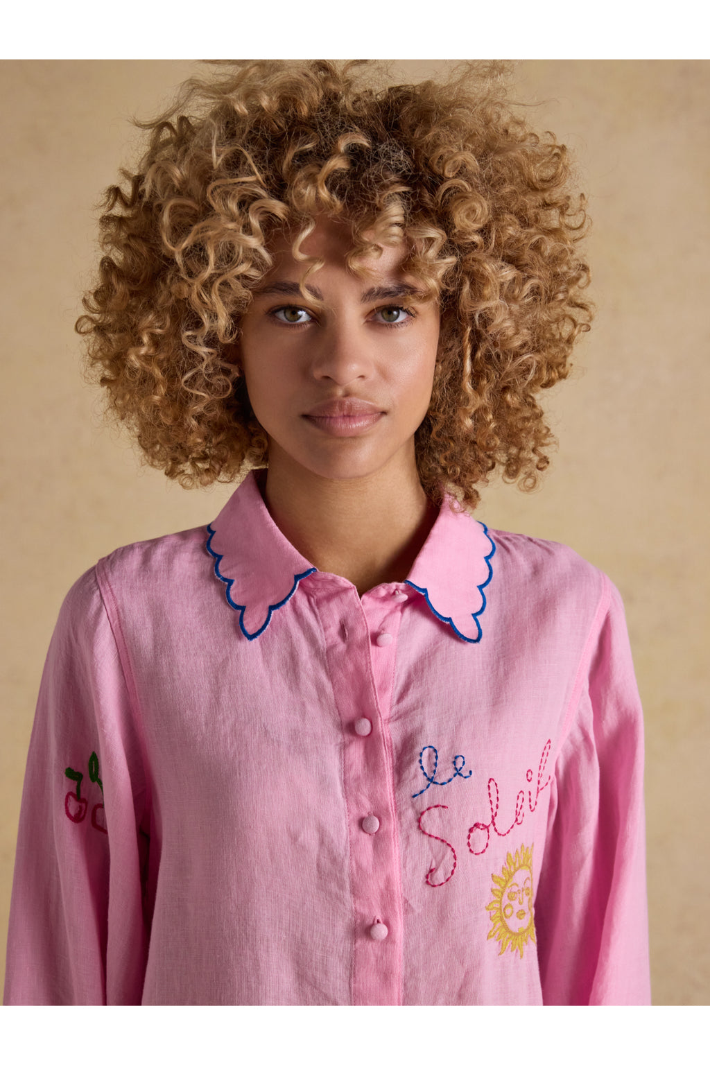 Joules W70415 Orla Embroidered Shirt Pink