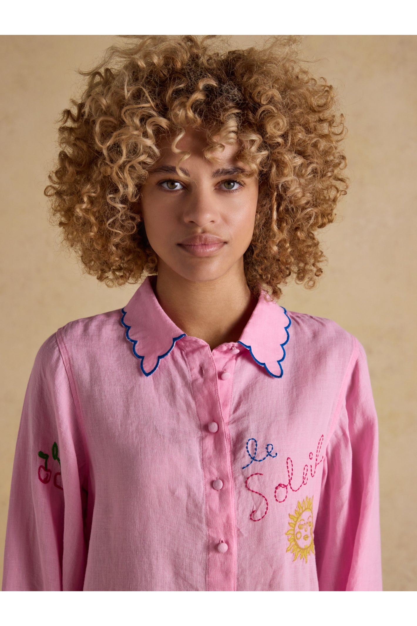 Joules W70415 Orla Embroidered Shirt Pink