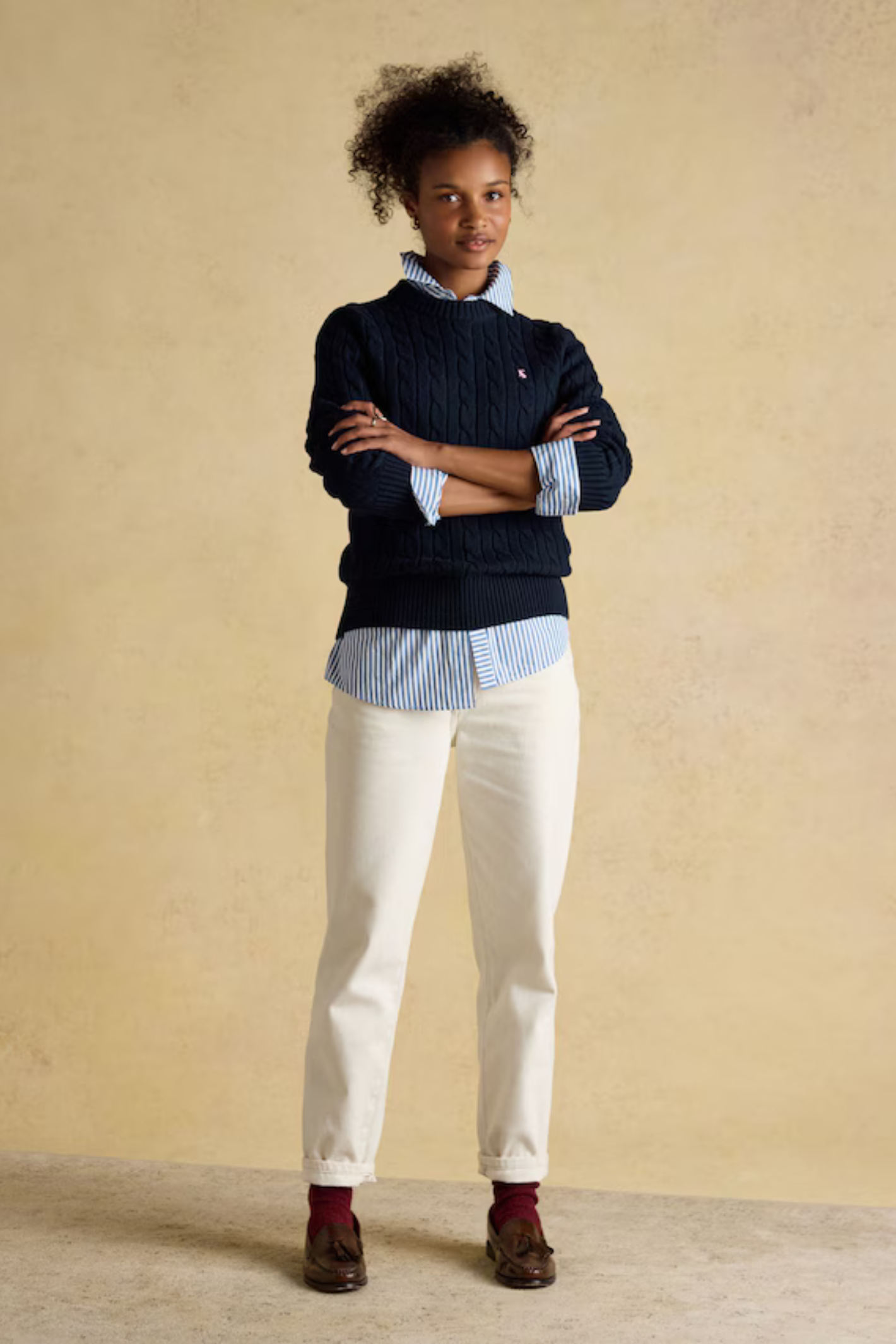 Joules W78283 Classic Cable Cotton Crew Neck Jumper | Dotique