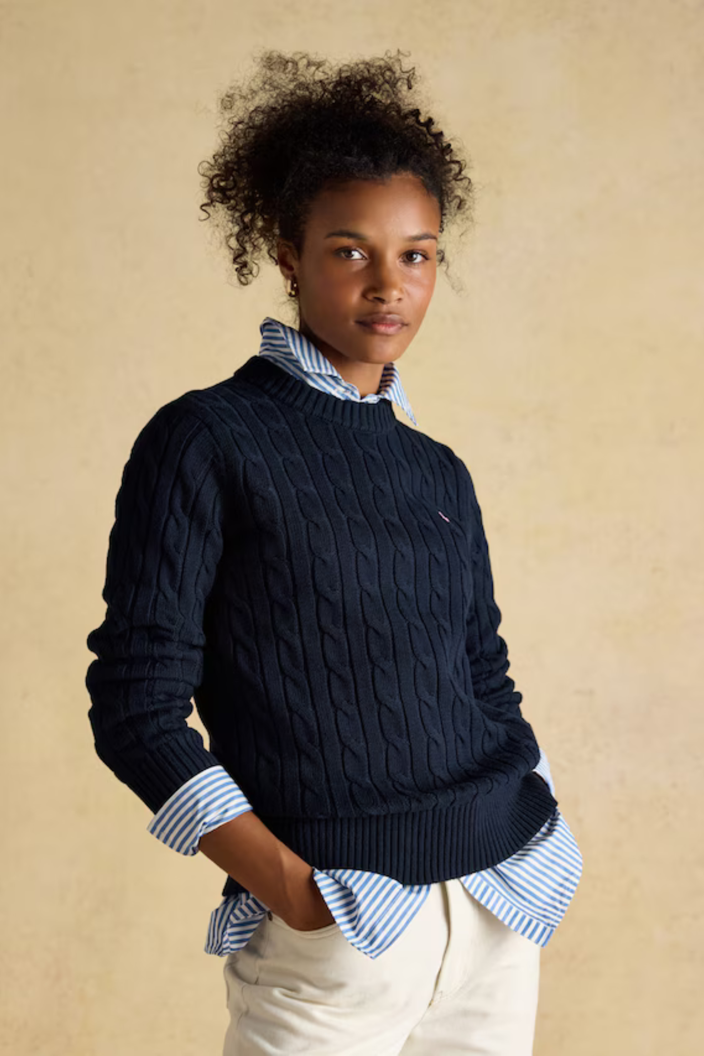 Joules W78283 Classic Cable Cotton Crew Neck Jumper | Dotique