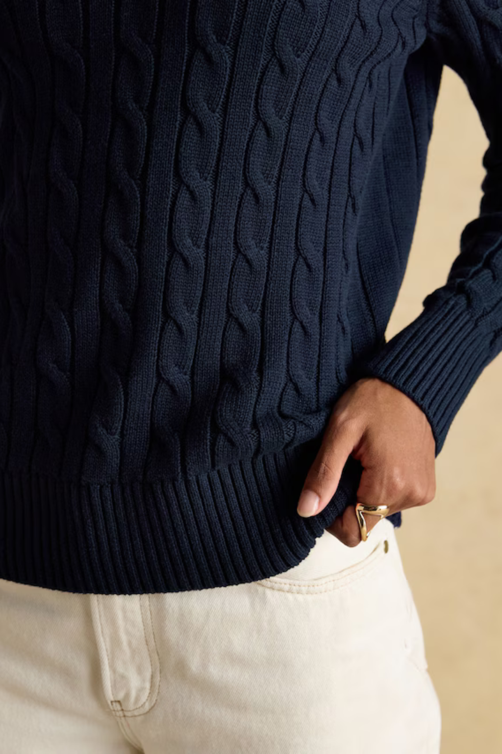 Joules W78283 Classic Cable Cotton Crew Neck Jumper | Dotique