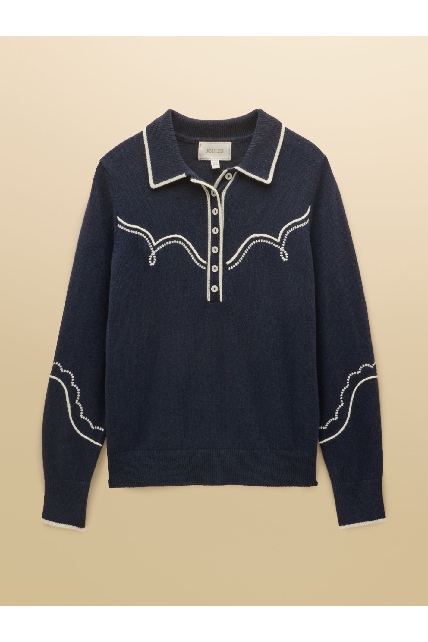 Joules Western Collared Knit Navy Jumper