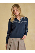 Joules Western Collared Knit Navy Jumper