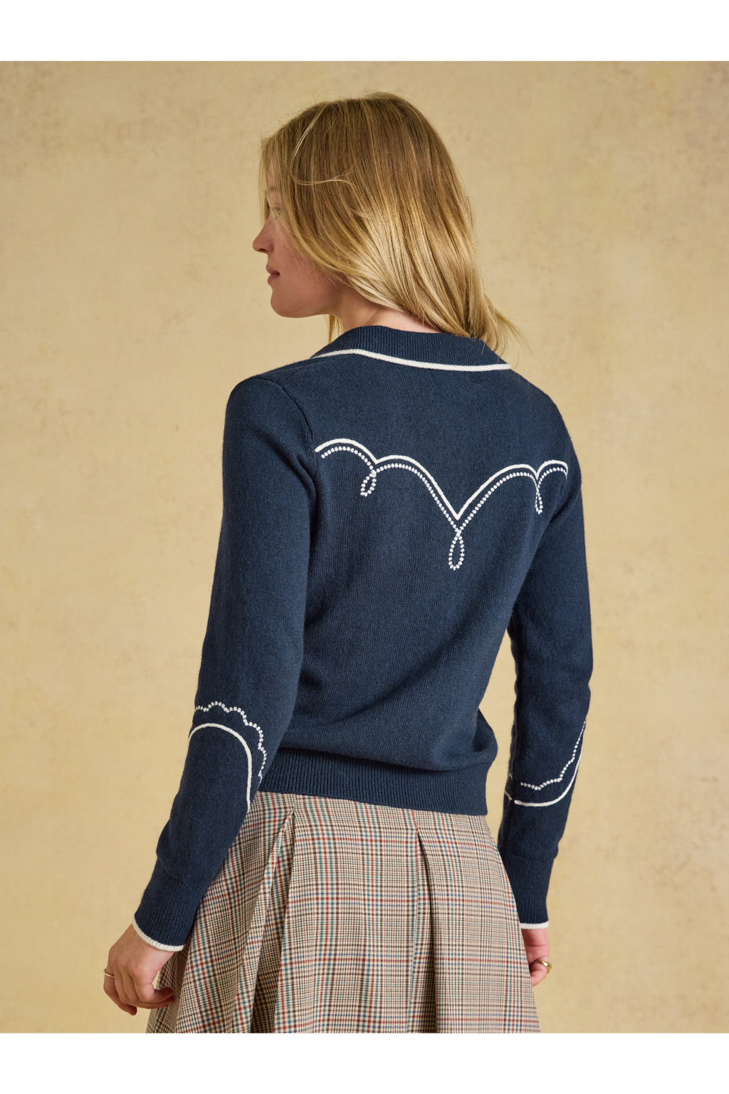 Joules Western Collared Knit Navy Jumper