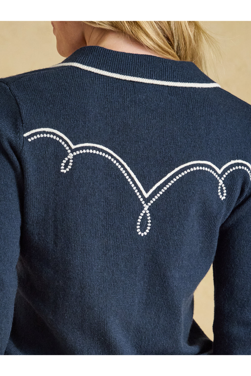 Joules Western Collared Knit Navy Jumper