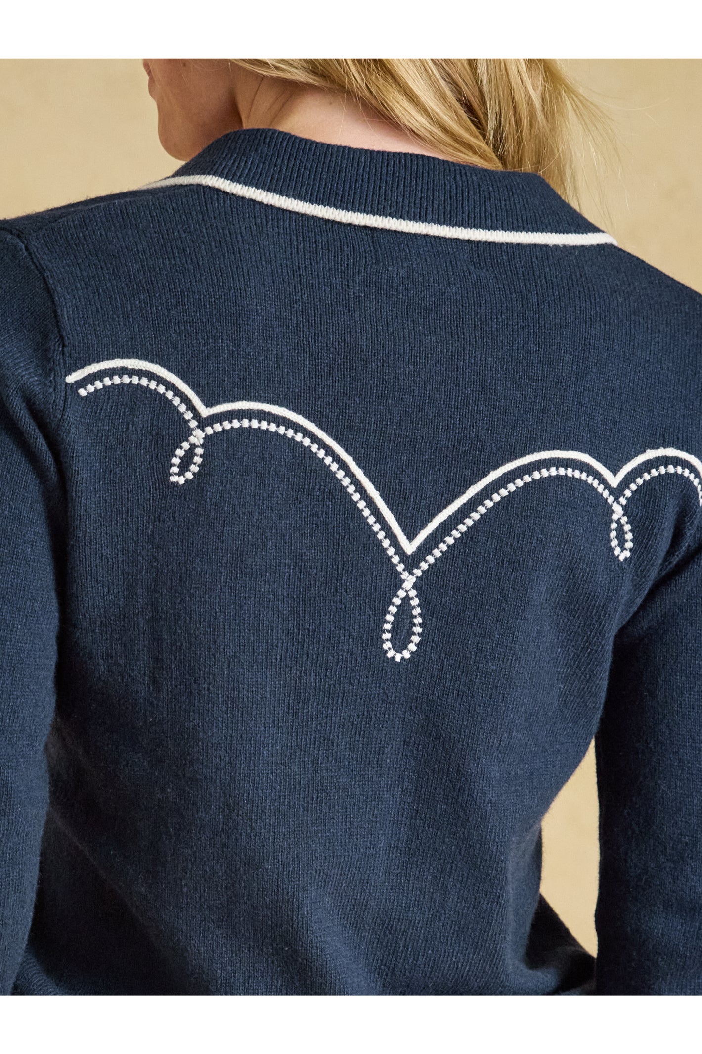 Joules Western Collared Knit Navy Jumper