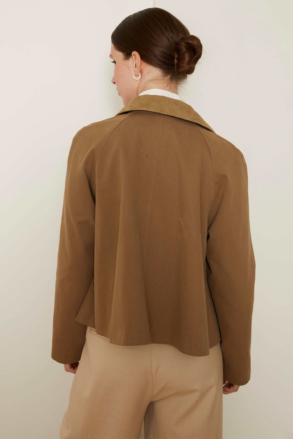 Jovonna Bessa Khaki Green Zip & Button Front Flared Jacket - Dotique