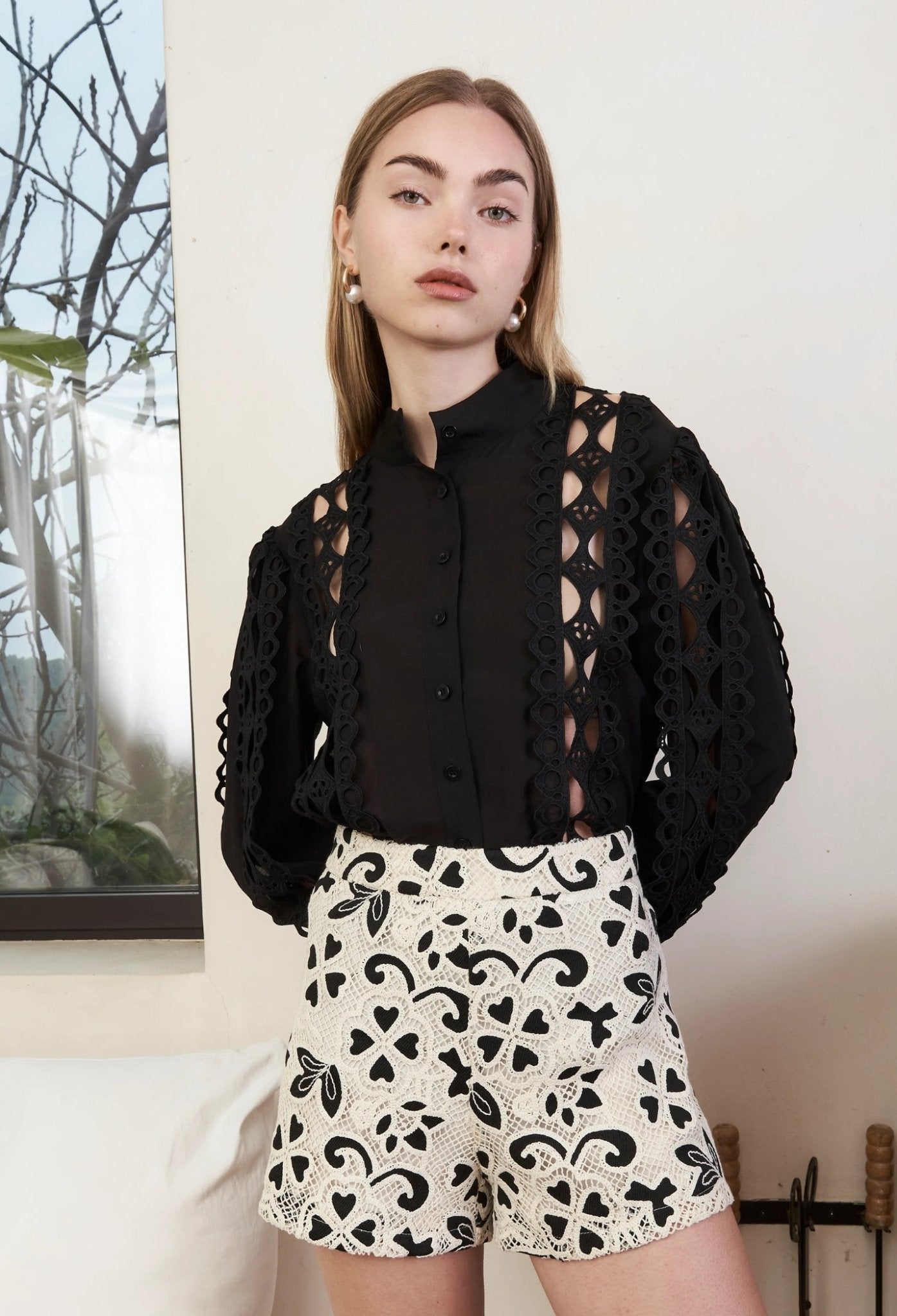 Jovonna London Rose Black Blouse - Dotique - Jovonna