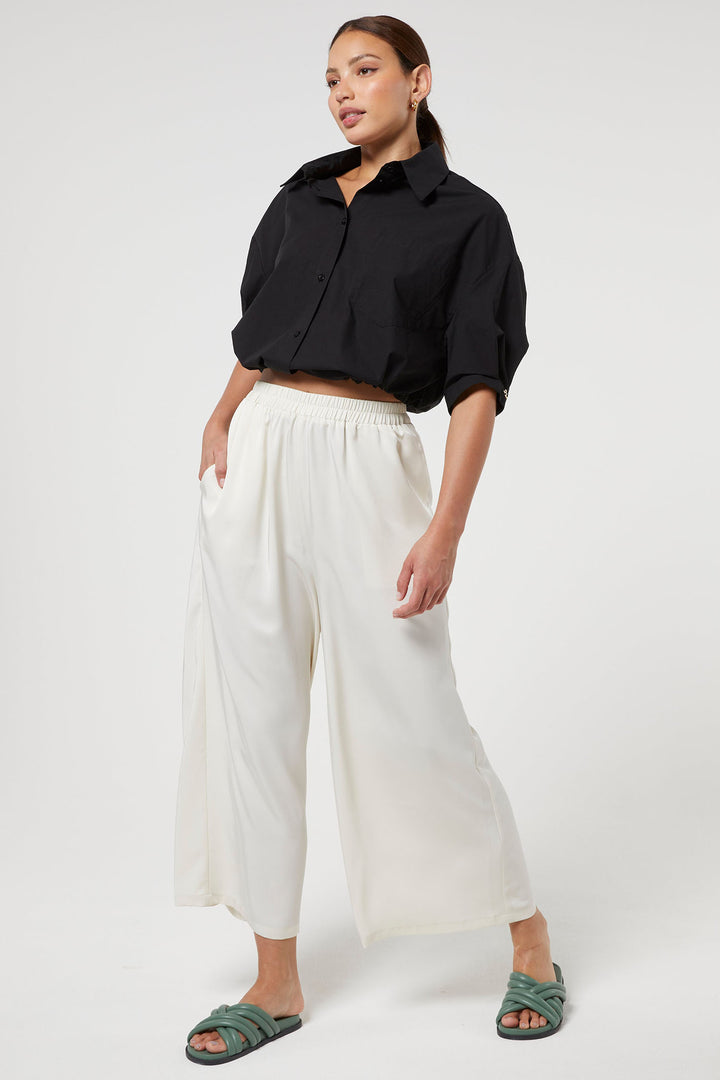 Jovonna Nerissa Cream Pull-On Culotte Style Trousers - Dotique