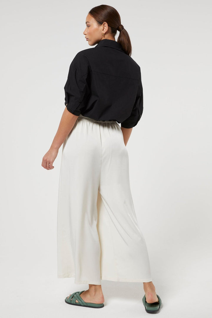 Jovonna Nerissa Cream Pull-On Culotte Style Trousers - Dotique