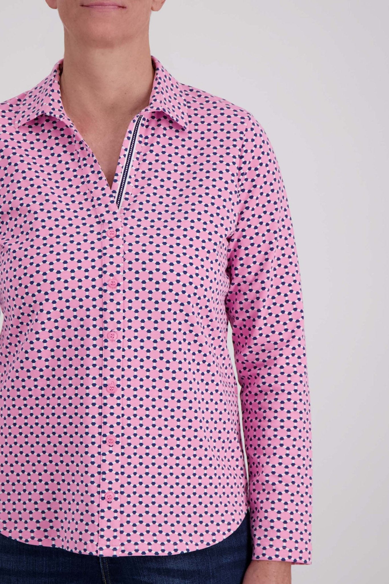 Just White J4230 315 Rose Druck Print Blouse - Dotique