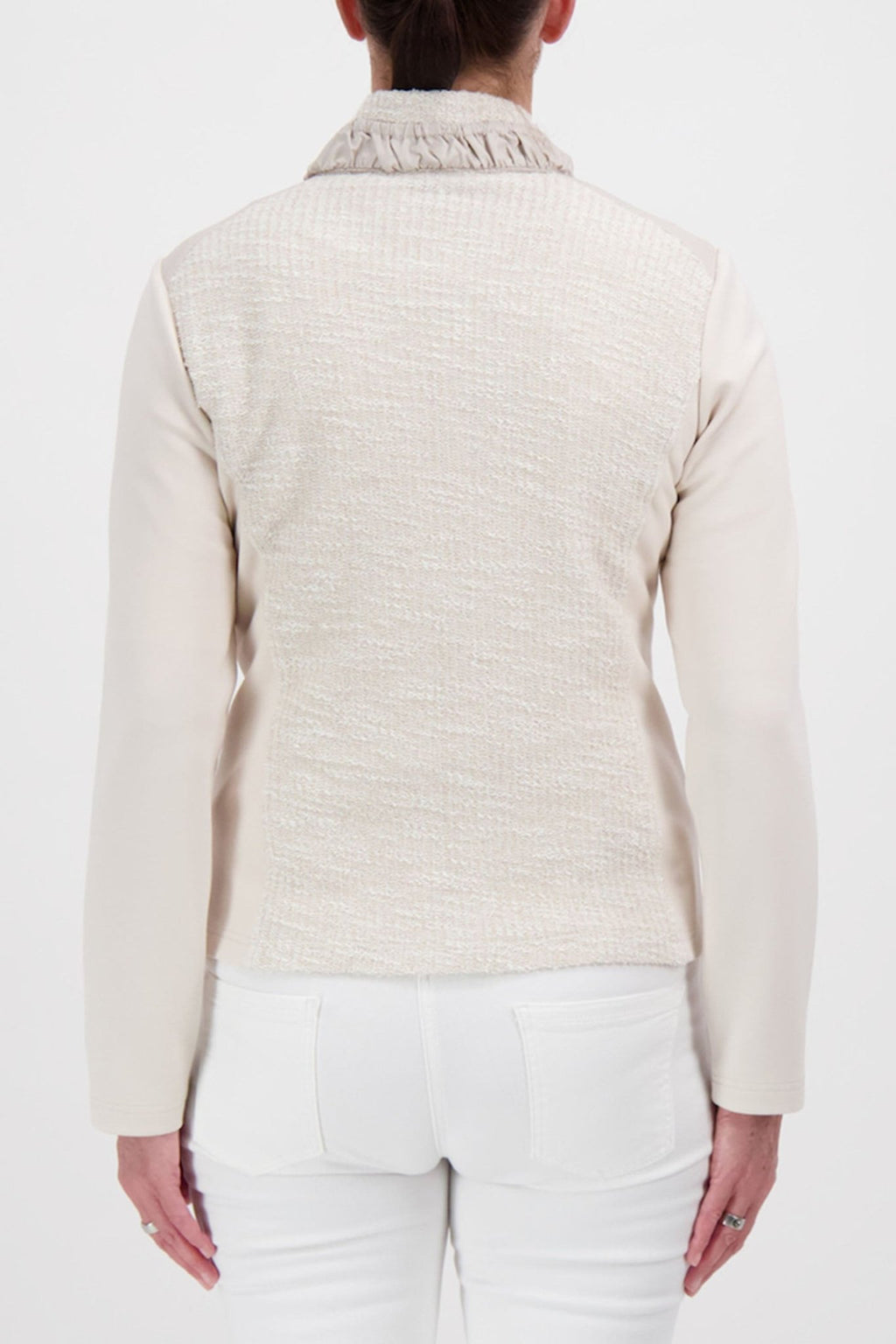 Just White J4244 054 Beige Melange Drawstring Neck Jacket - Dotique