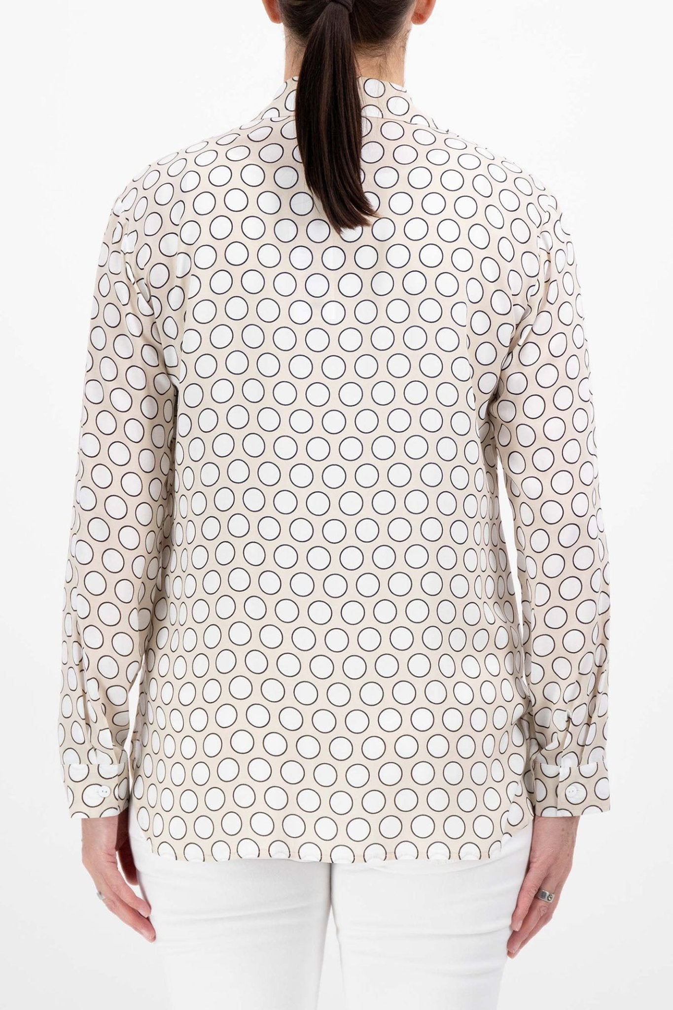 Just White J4287 055 Beige Druck Circle Print Blouse - Dotique