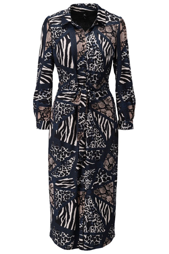 K-Design Shirt Dress Navy Animal Print Z227 (P854) - Dotique